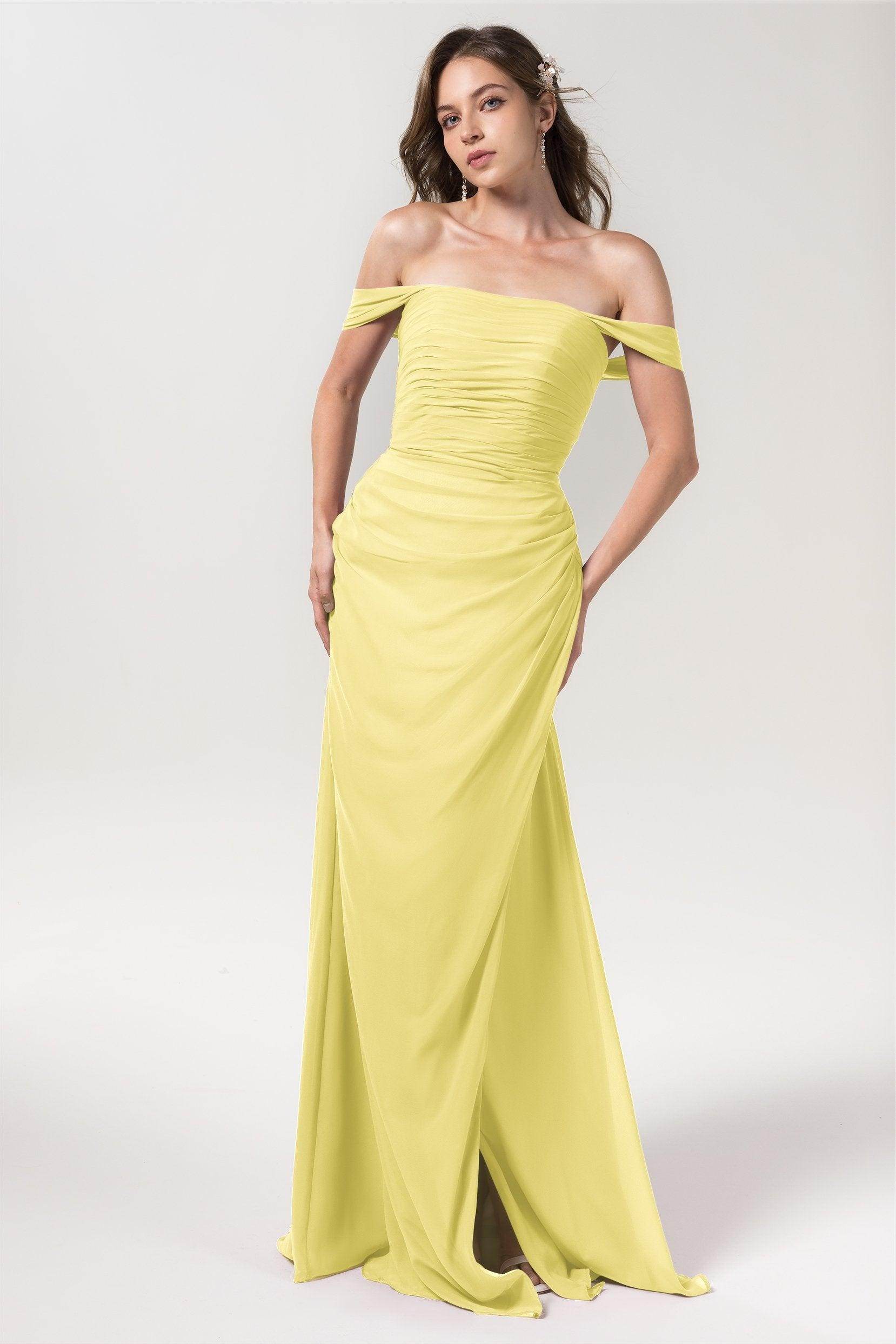 Sheath-Column Floor Length Chiffon Bridesmaid Dress Formal Dresses CB0561 - COCOMELODY