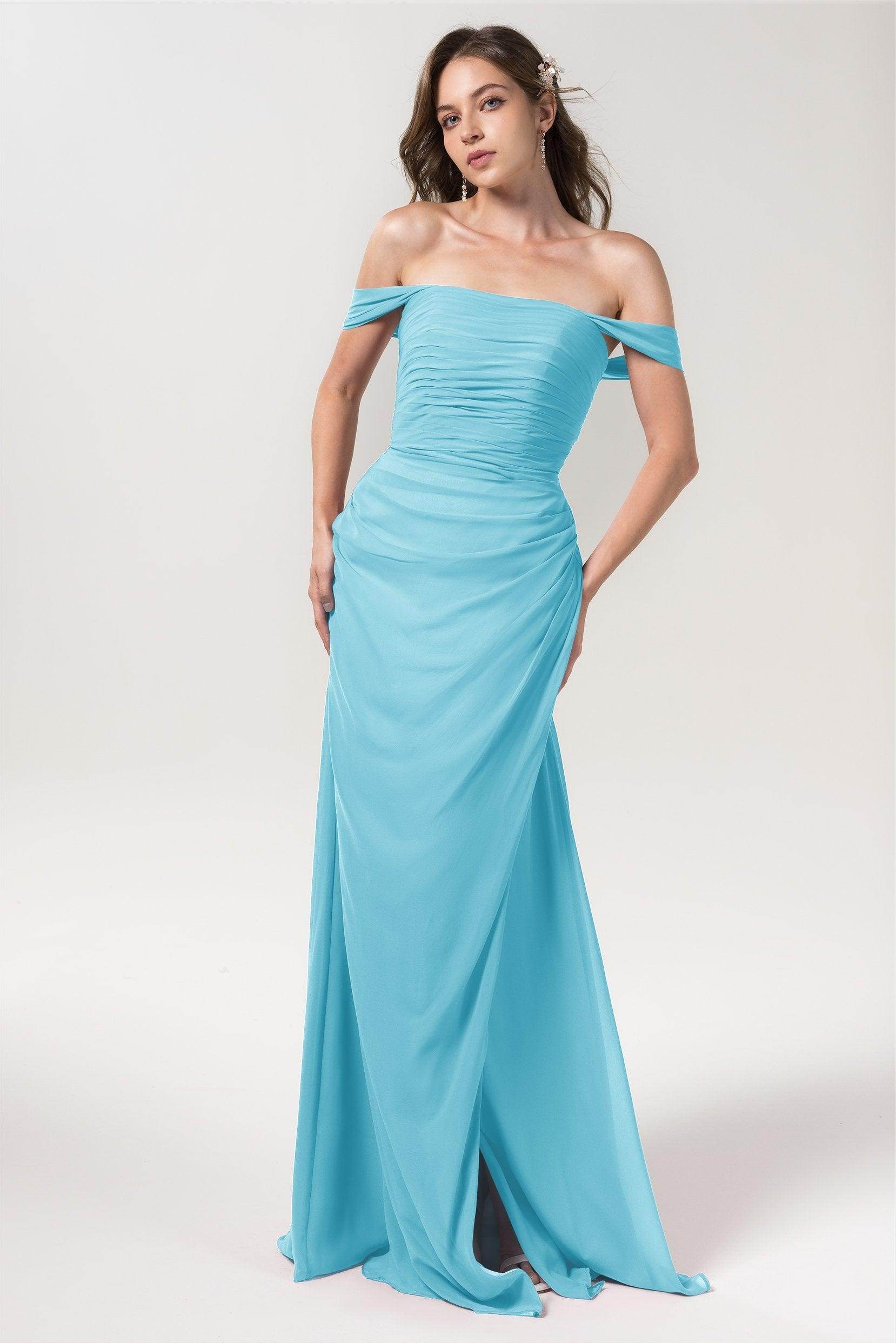 Sheath-Column Floor Length Chiffon Bridesmaid Dress Formal Dresses CB0561 - COCOMELODY