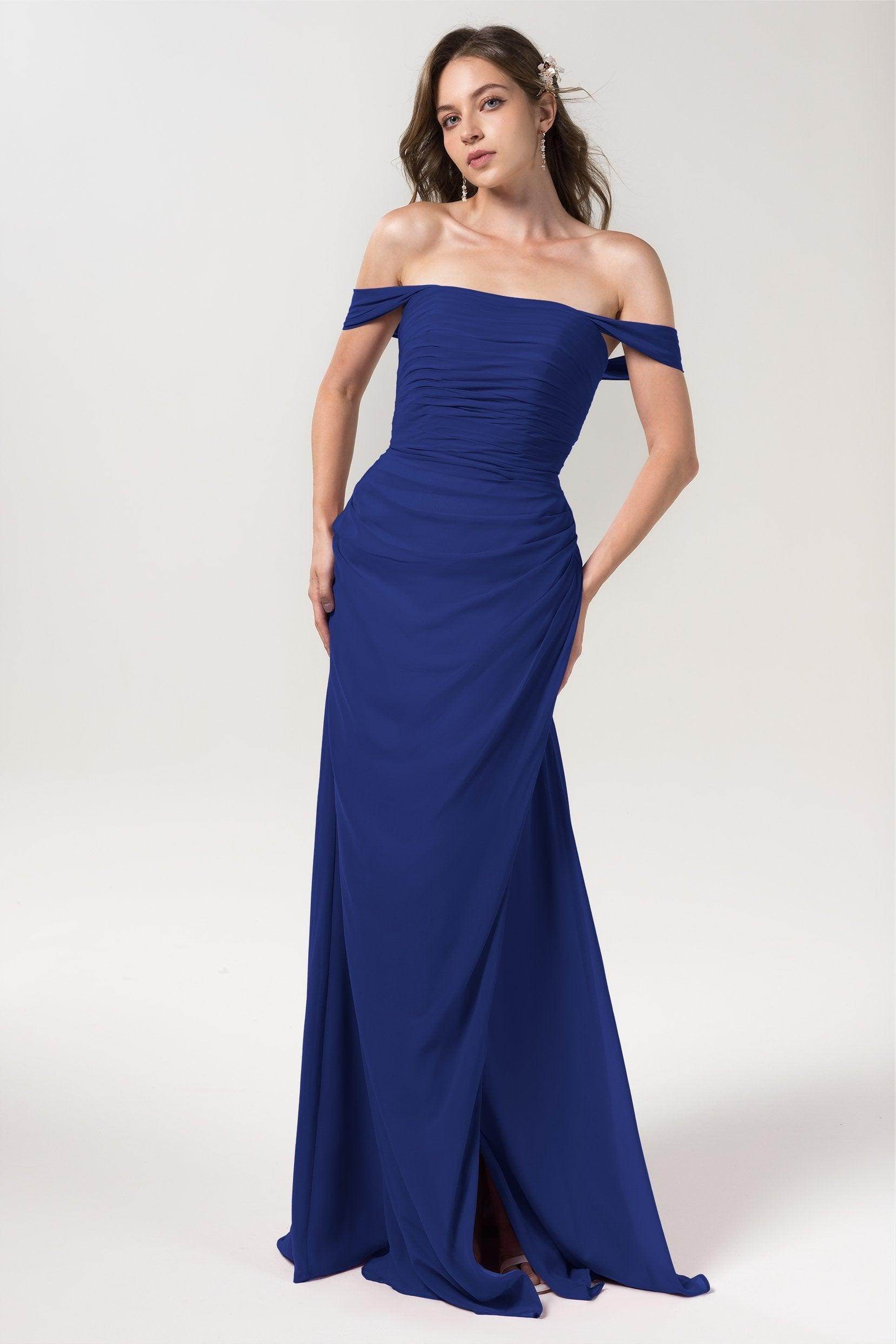 Sheath-Column Floor Length Chiffon Bridesmaid Dress Formal Dresses CB0561 - COCOMELODY