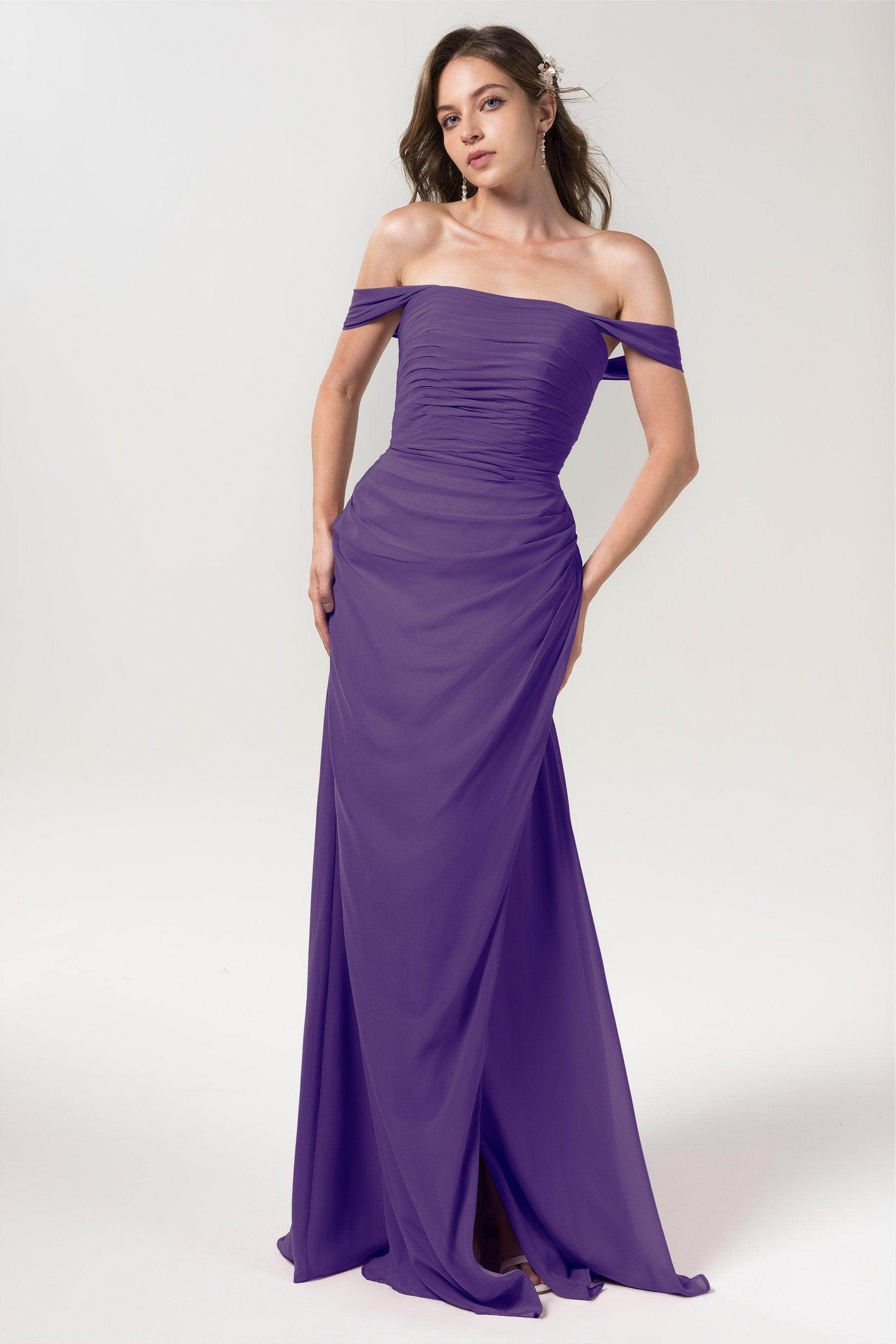 Sheath-Column Floor Length Chiffon Bridesmaid Dress Formal Dresses CB0561 - COCOMELODY