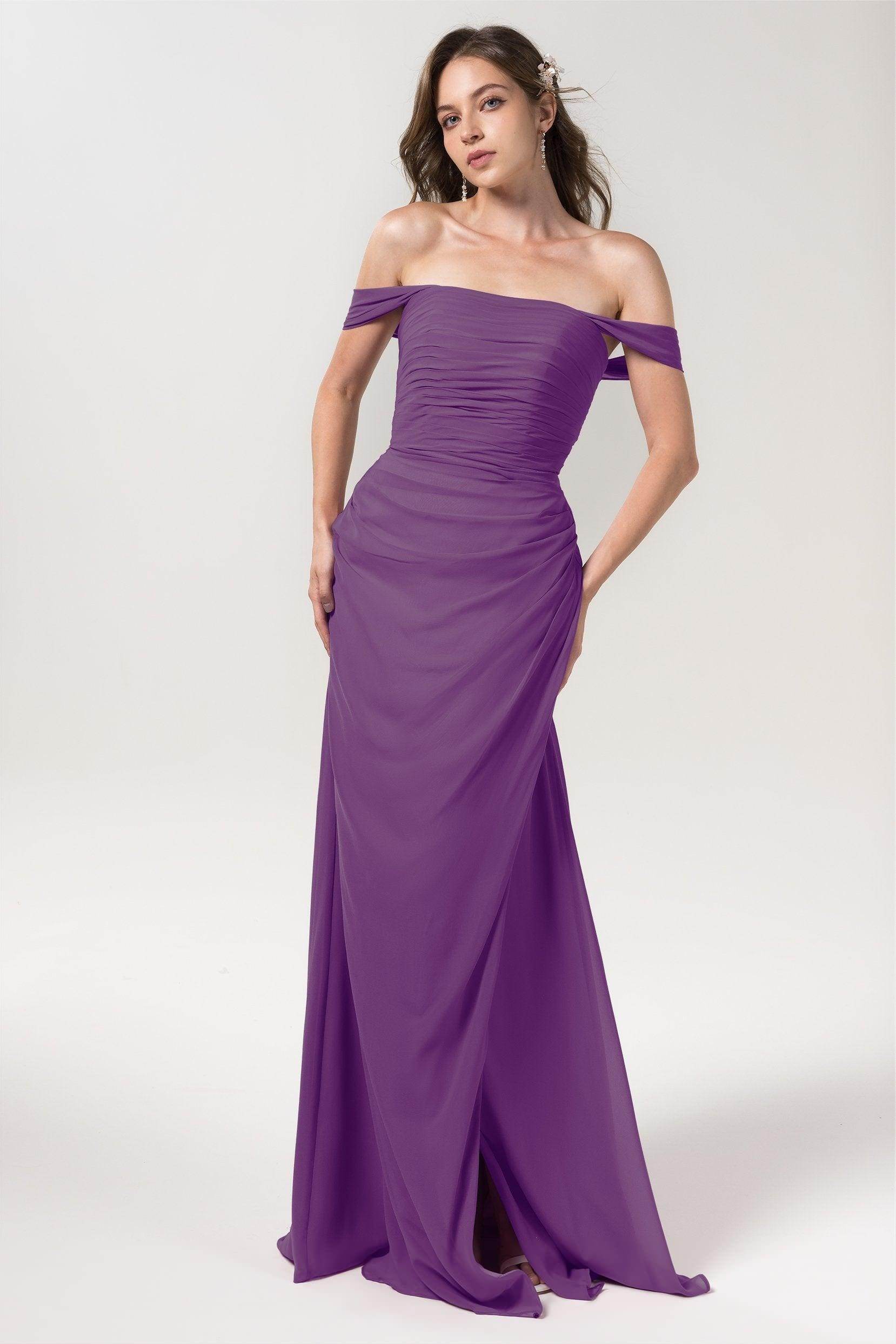 Sheath-Column Floor Length Chiffon Bridesmaid Dress Formal Dresses CB0561 - COCOMELODY