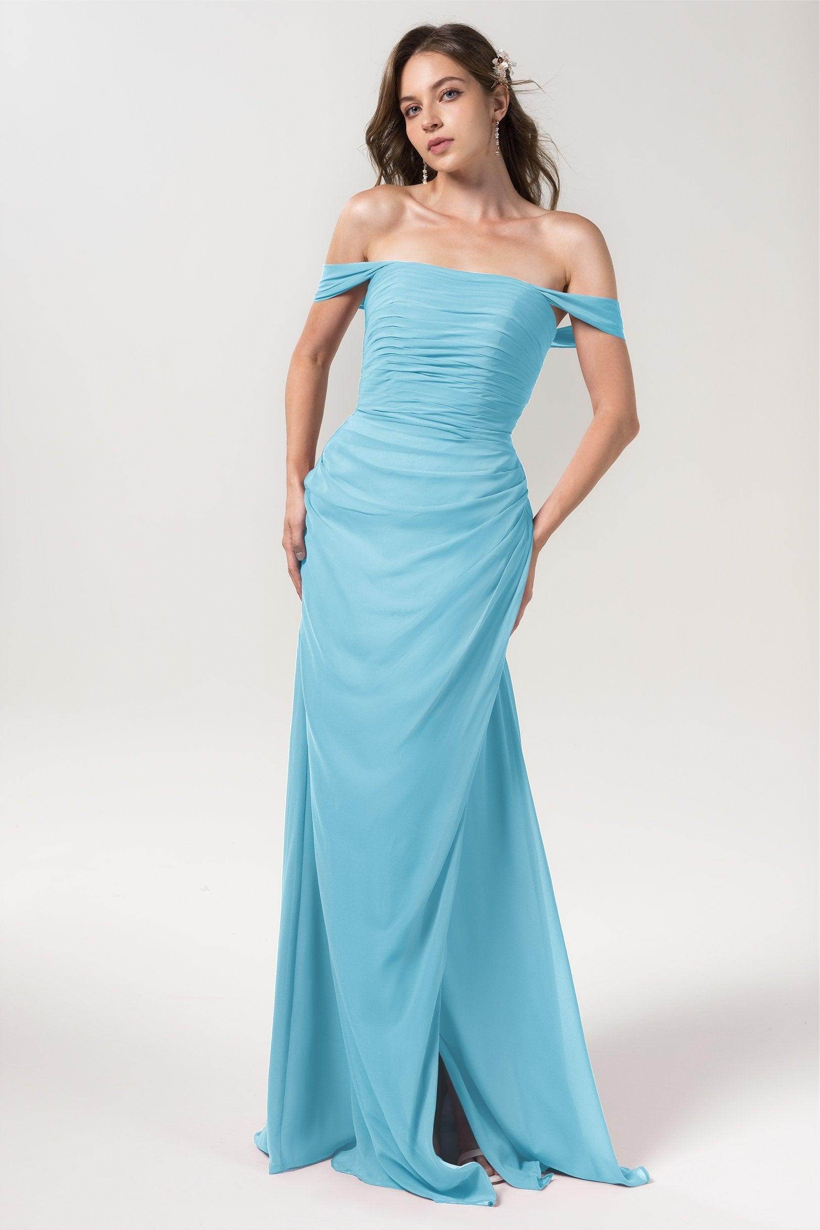 Sheath-Column Floor Length Chiffon Bridesmaid Dress Formal Dresses CB0561 - COCOMELODY