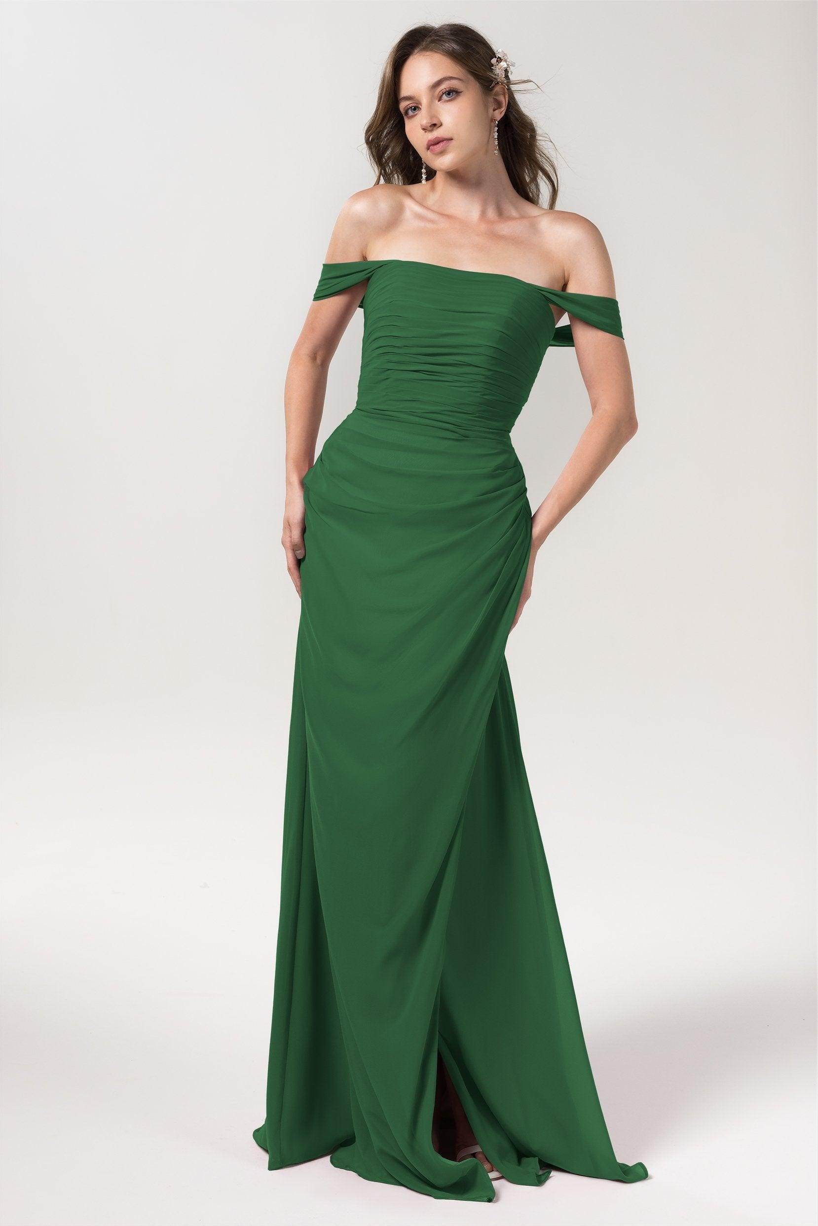 Sheath-Column Floor Length Chiffon Bridesmaid Dress Formal Dresses CB0561 - COCOMELODY