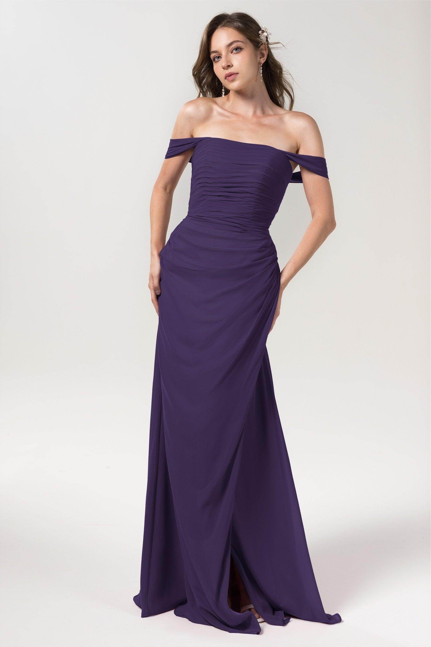 Sheath-Column Floor Length Chiffon Bridesmaid Dress Formal Dresses CB0561 - COCOMELODY