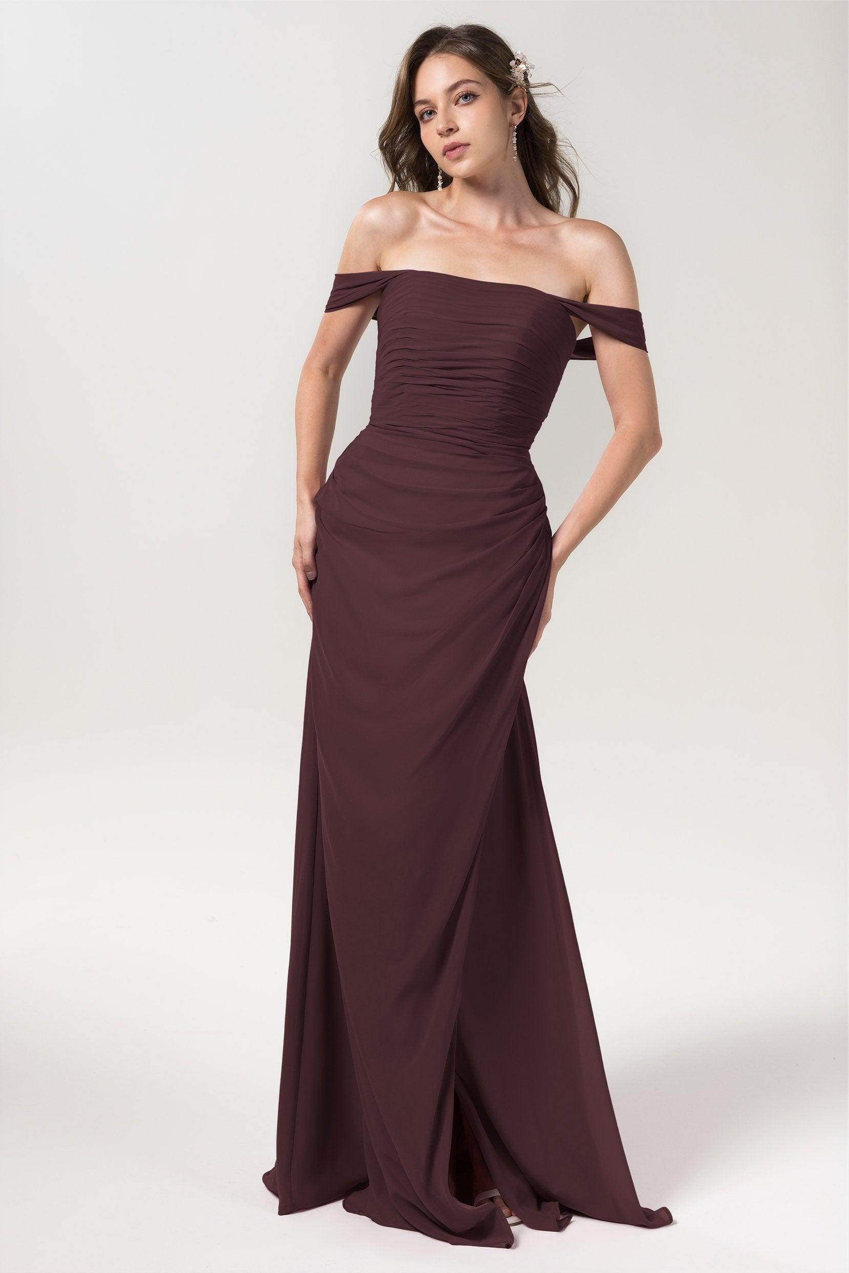 Sheath-Column Floor Length Chiffon Bridesmaid Dress Formal Dresses CB0561 - COCOMELODY