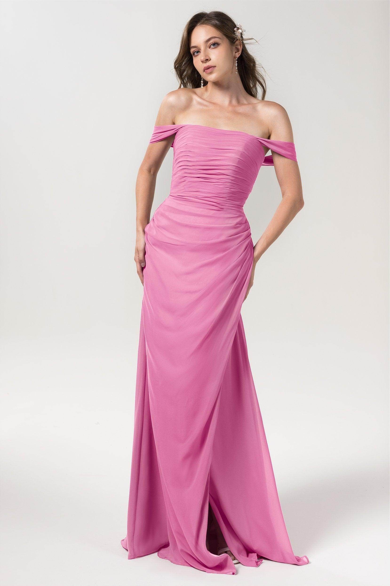 Sheath-Column Floor Length Chiffon Bridesmaid Dress Formal Dresses CB0561 - COCOMELODY