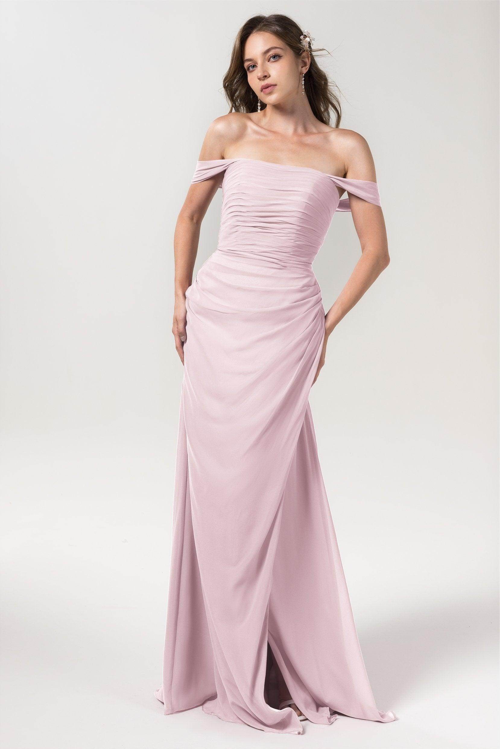 Sheath-Column Floor Length Chiffon Bridesmaid Dress Formal Dresses CB0561 - COCOMELODY