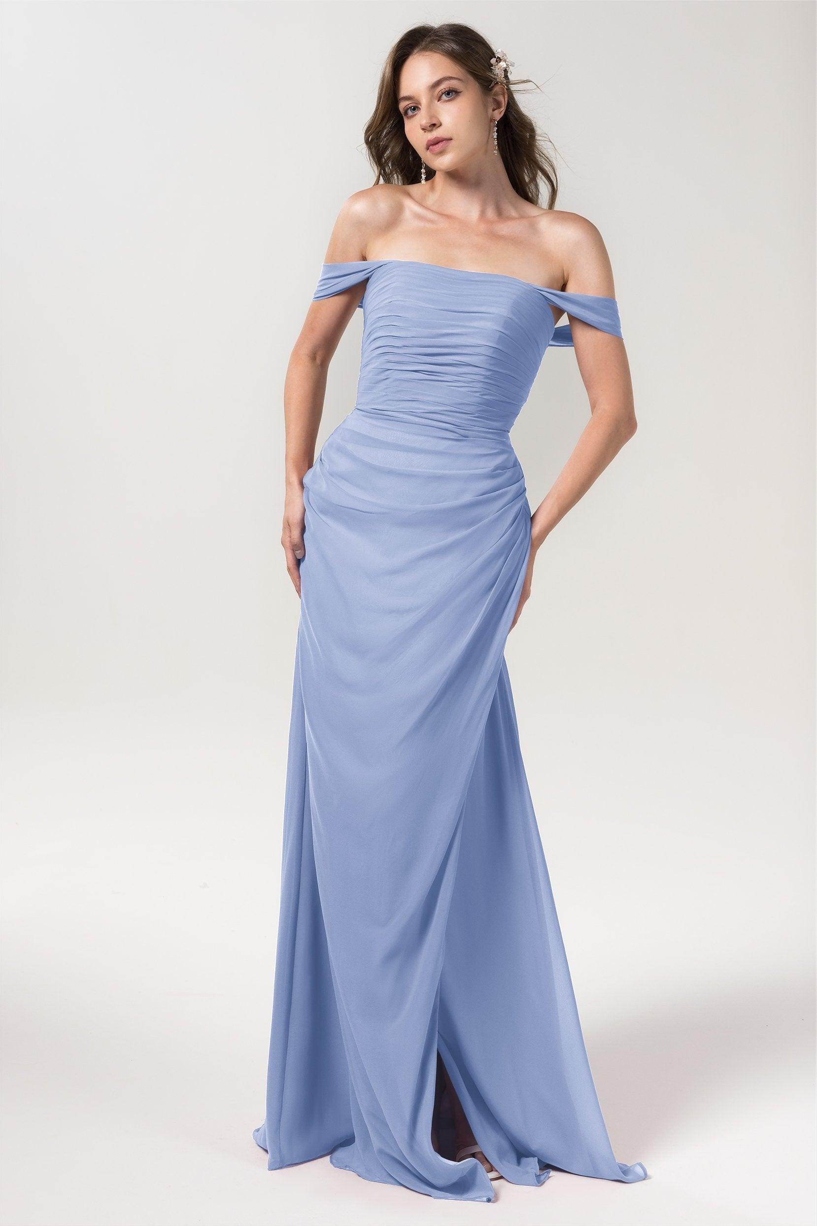 Sheath-Column Floor Length Chiffon Bridesmaid Dress Formal Dresses CB0561 - COCOMELODY