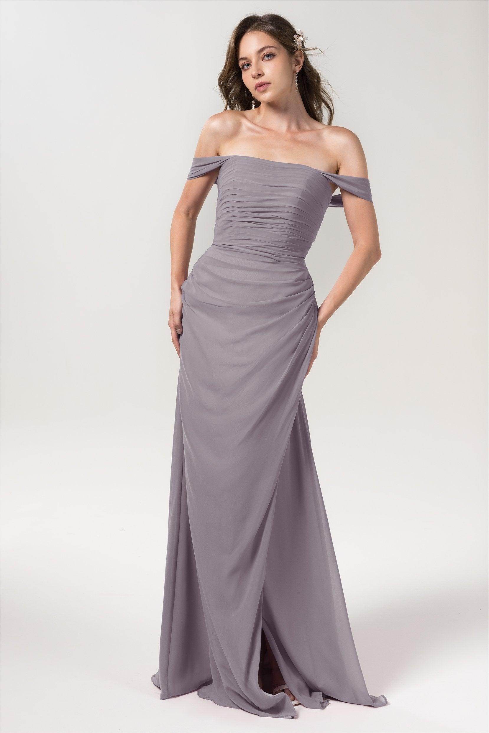 Sheath-Column Floor Length Chiffon Bridesmaid Dress Formal Dresses CB0561 - COCOMELODY