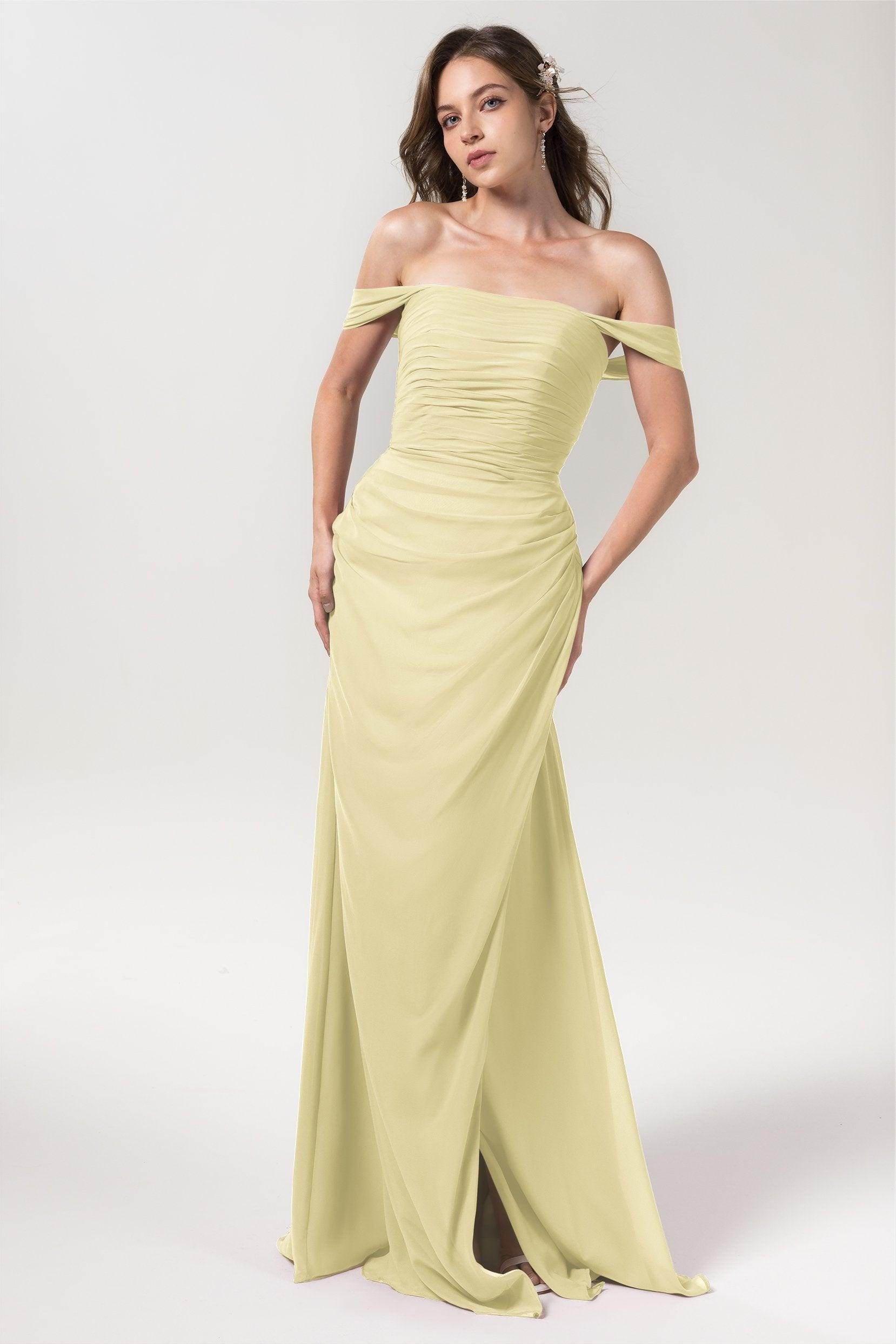 Sheath-Column Floor Length Chiffon Bridesmaid Dress Formal Dresses CB0561 - COCOMELODY