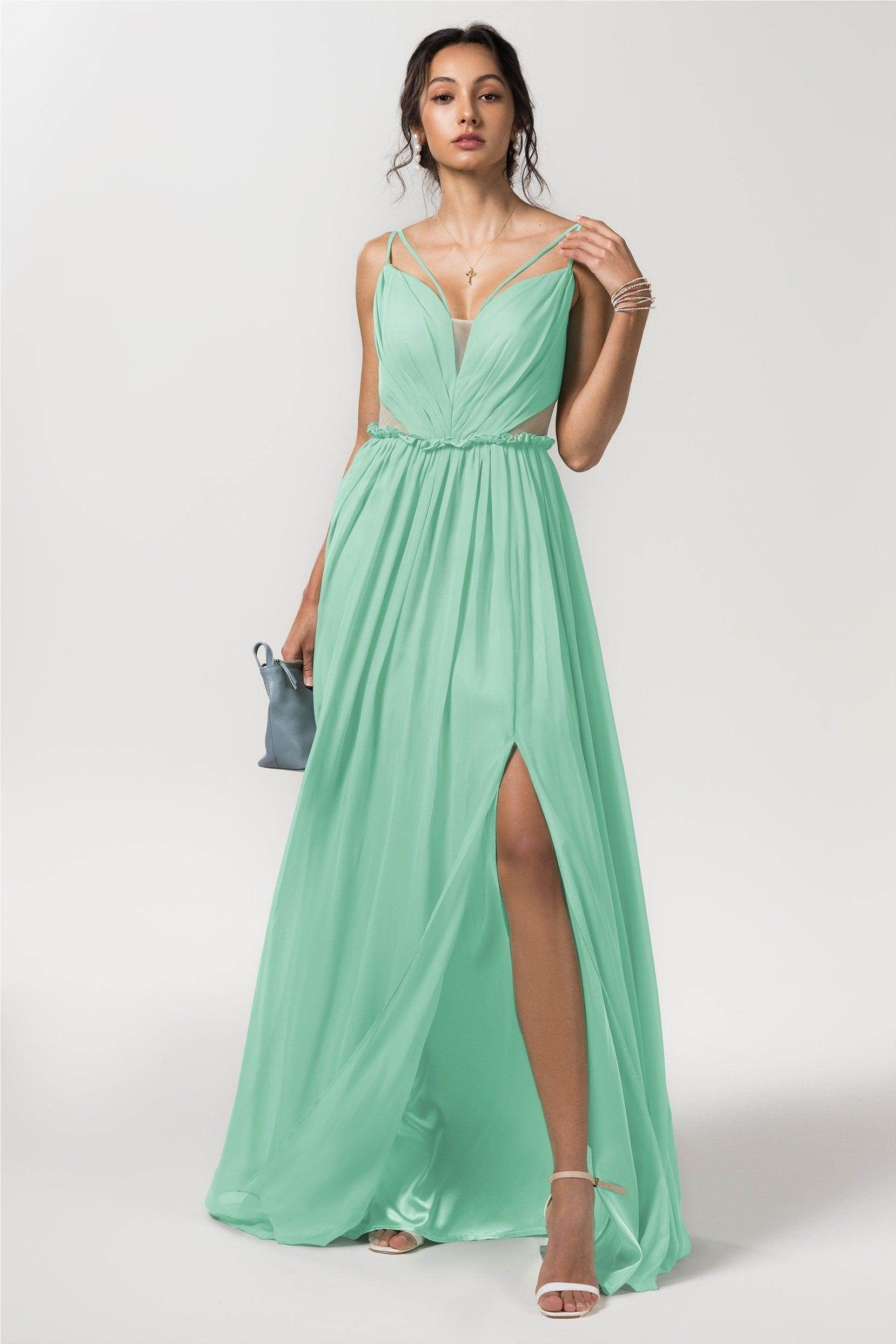 A-Line Floor Length Chiffon Bridesmaid Dress Formal Dresses CB0564 - COCOMELODY