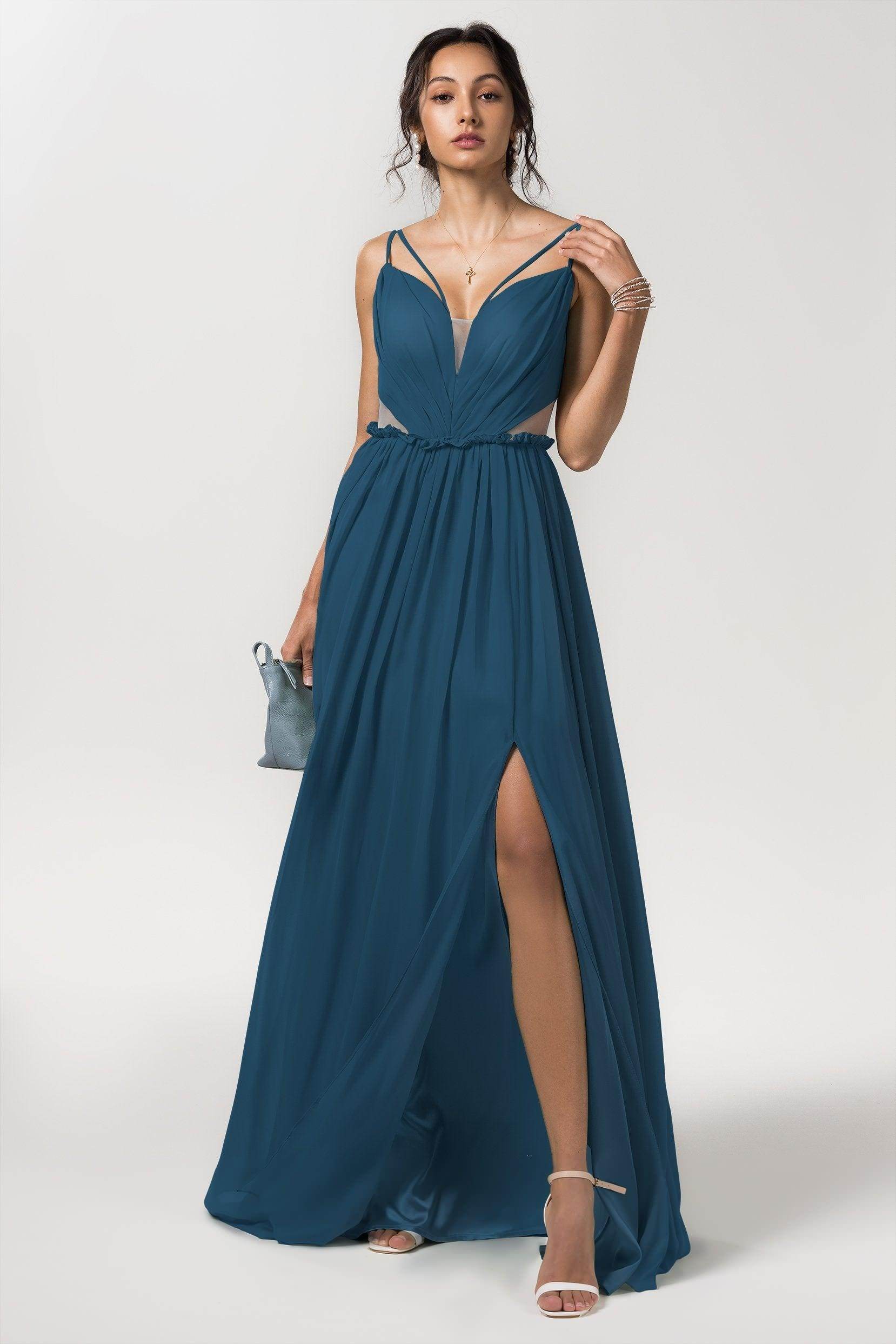 A-Line Floor Length Chiffon Bridesmaid Dress Formal Dresses CB0564 - COCOMELODY