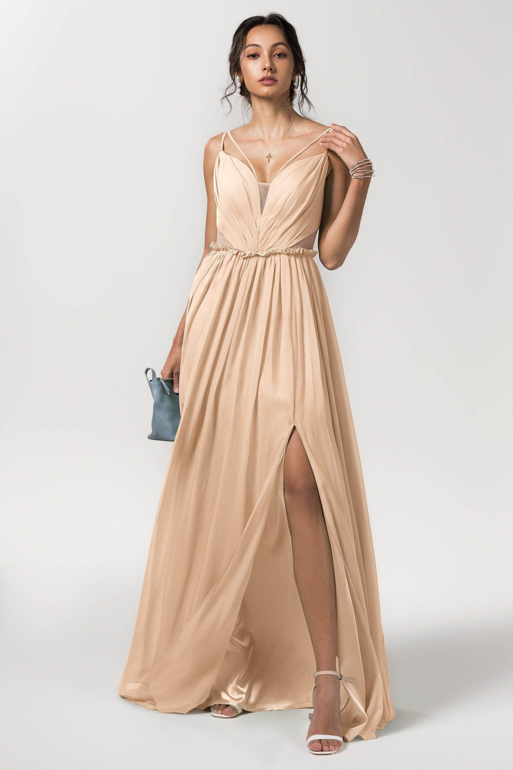A-Line Floor Length Chiffon Bridesmaid Dress Formal Dresses CB0564 - COCOMELODY