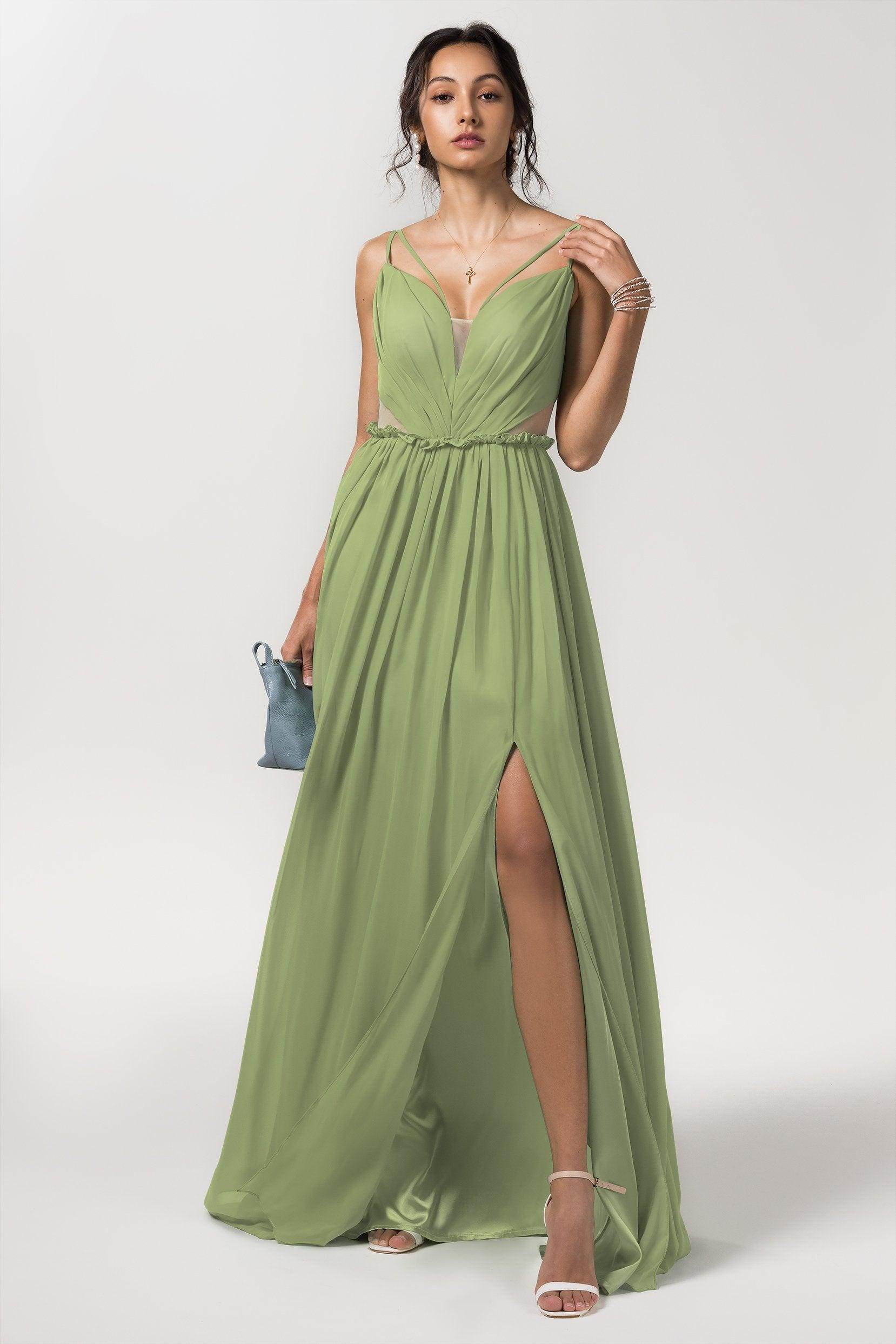 A-Line Floor Length Chiffon Bridesmaid Dress Formal Dresses CB0564 - COCOMELODY