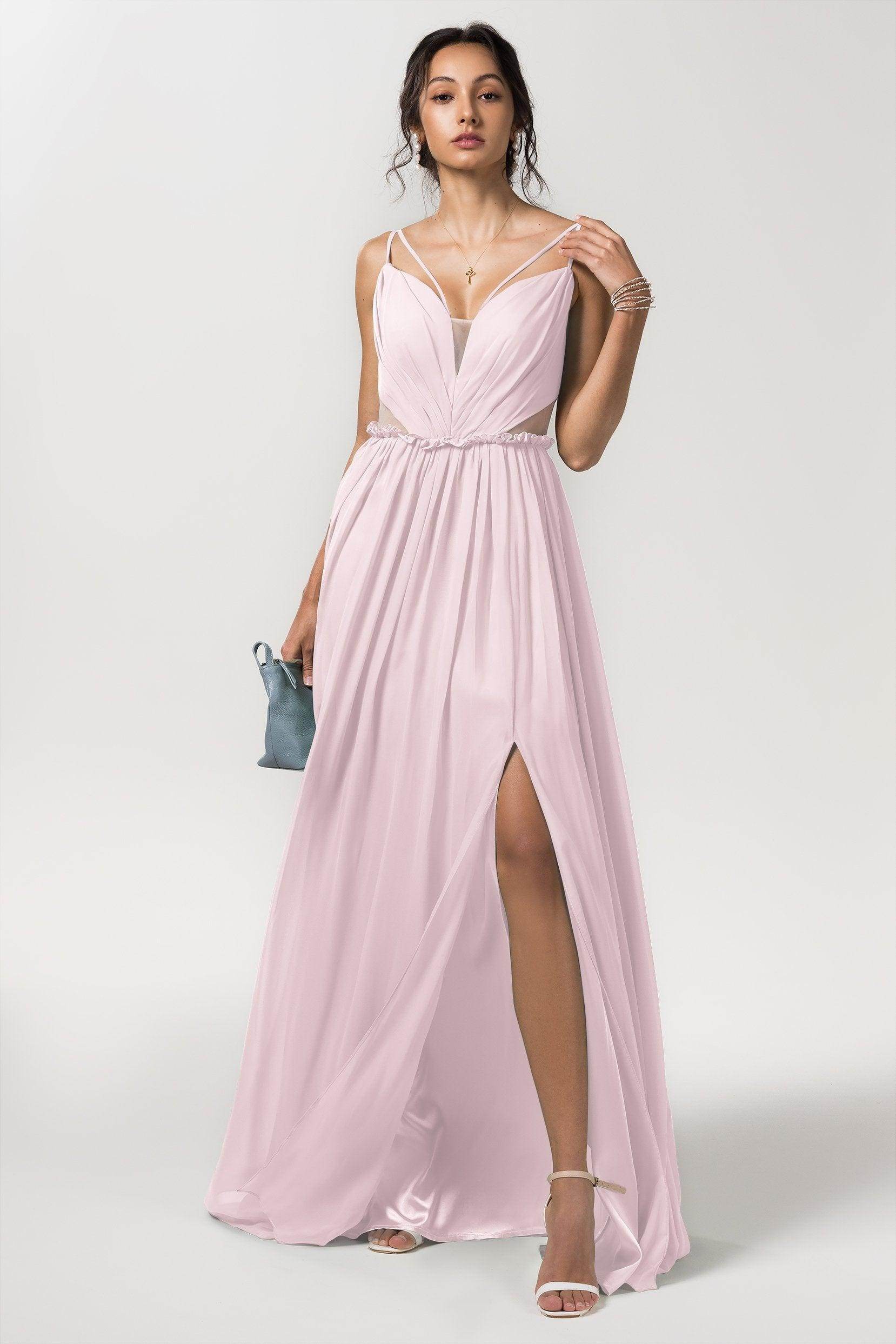 A-Line Floor Length Chiffon Bridesmaid Dress Formal Dresses CB0564 - COCOMELODY