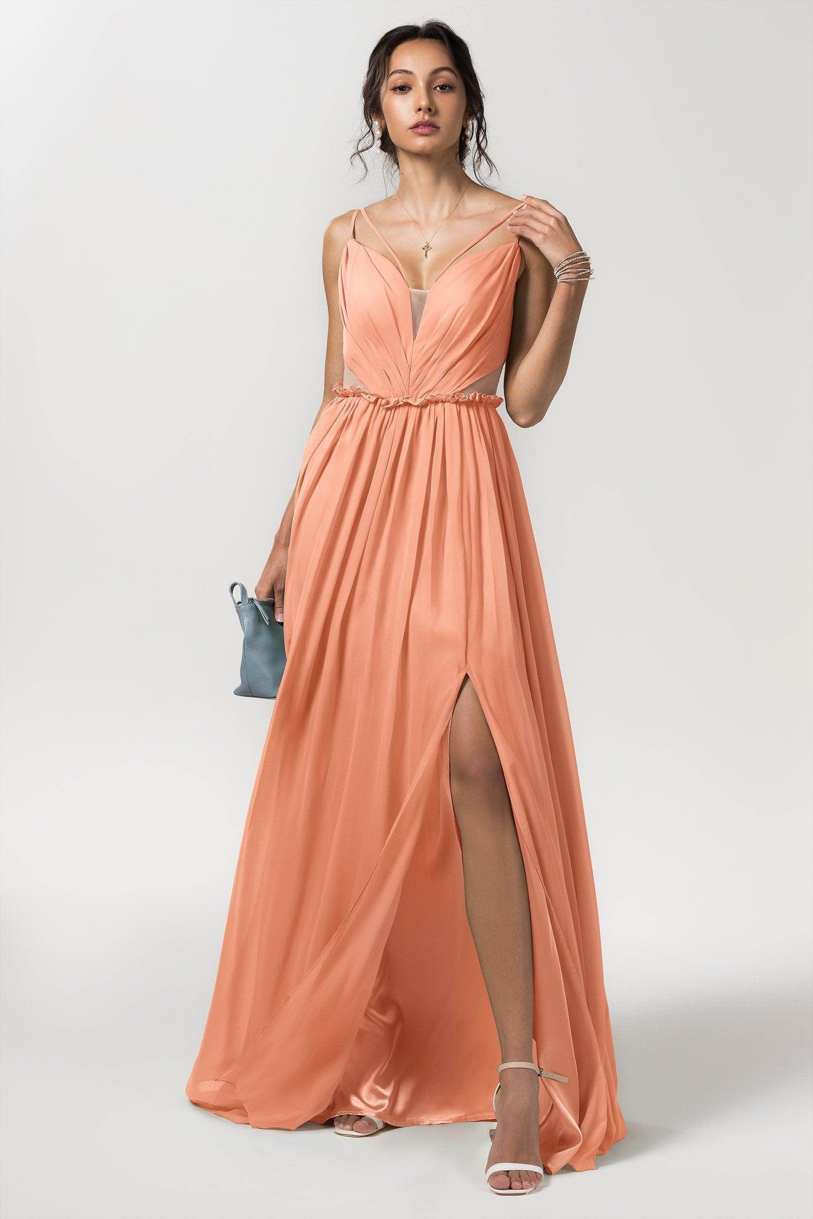 A-Line Floor Length Chiffon Bridesmaid Dress Formal Dresses CB0564 - COCOMELODY