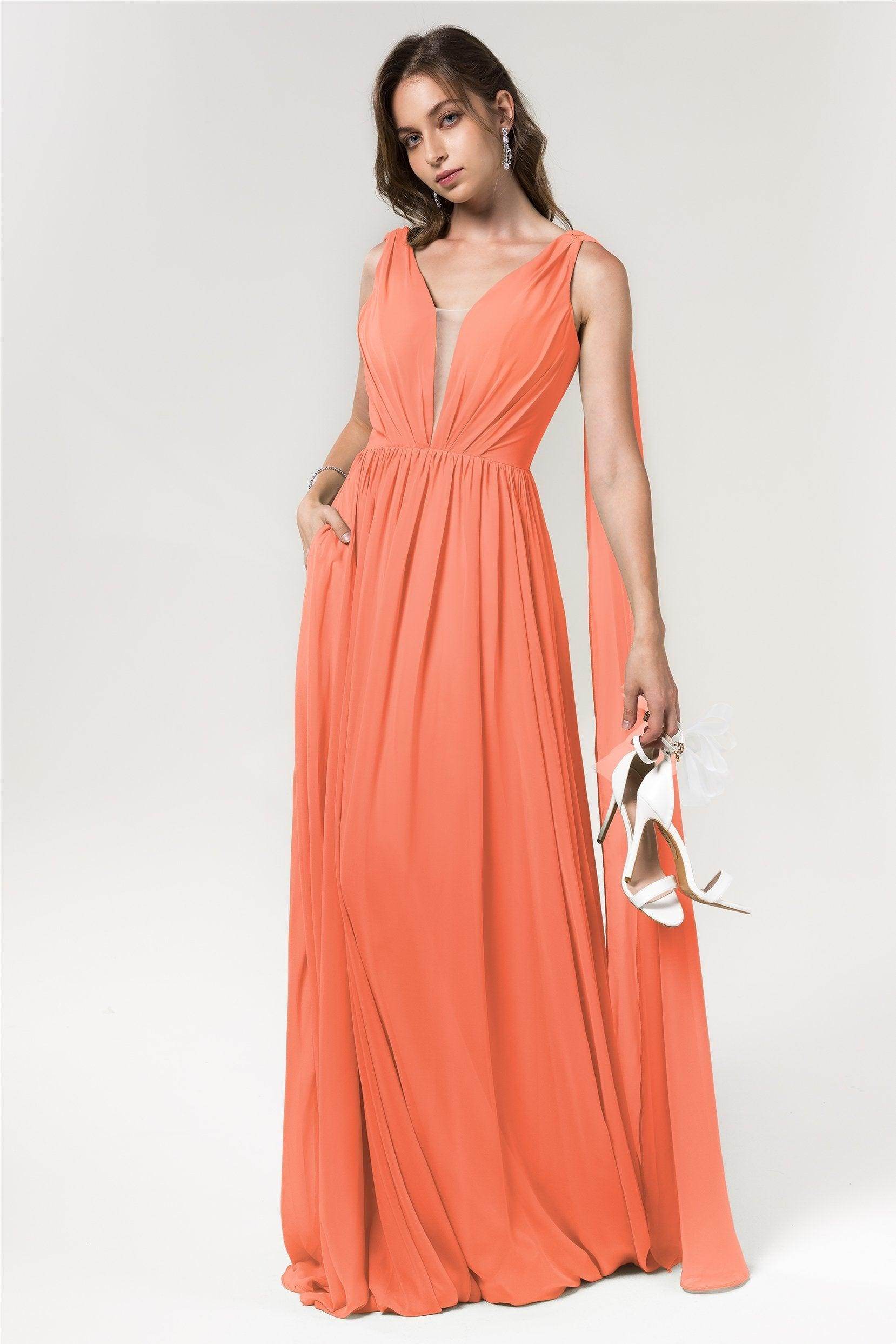 A-Line Floor Length Chiffon Bridesmaid Dress Formal Dresses CB0565 - COCOMELODY