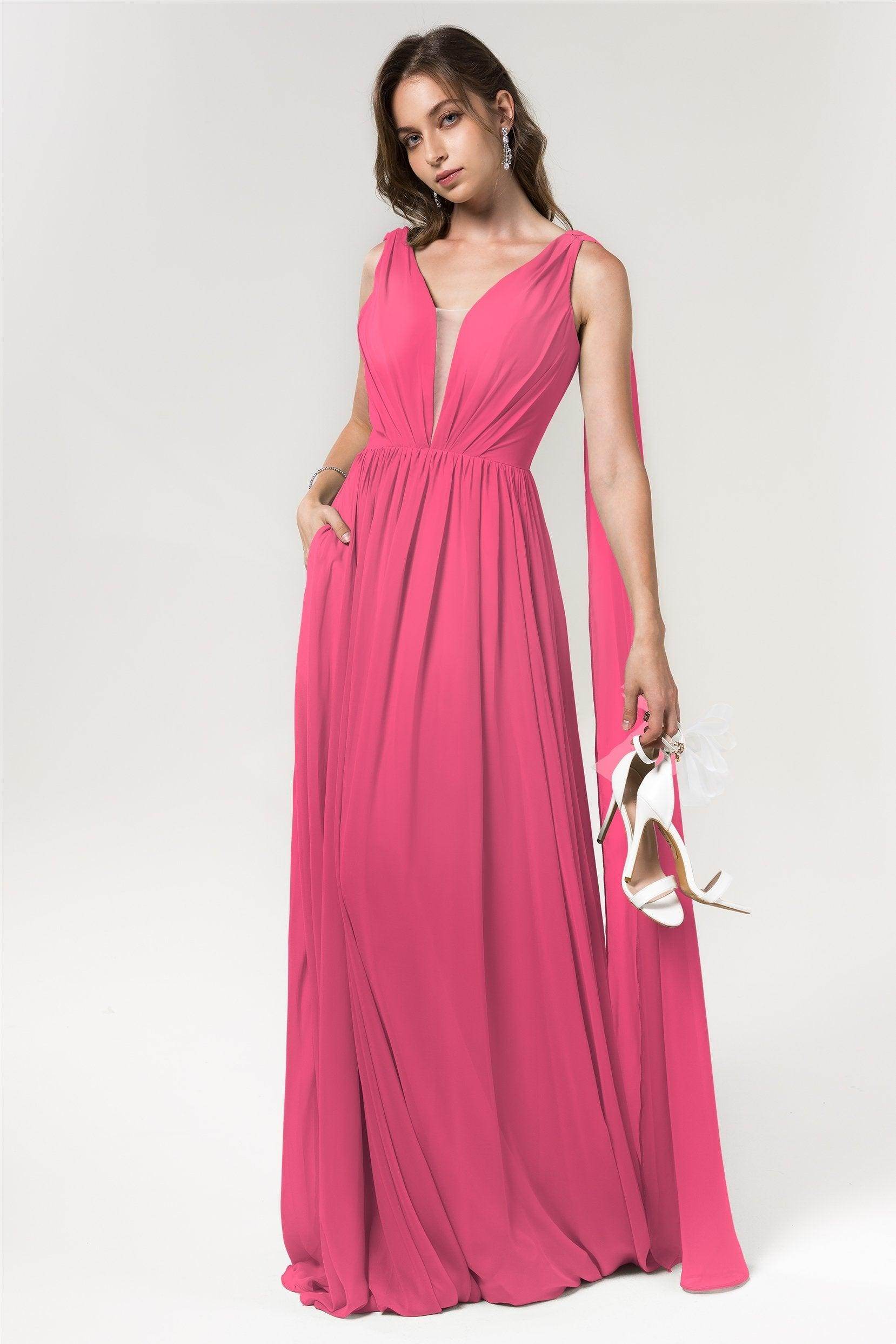 A-Line Floor Length Chiffon Bridesmaid Dress Formal Dresses CB0565 - COCOMELODY