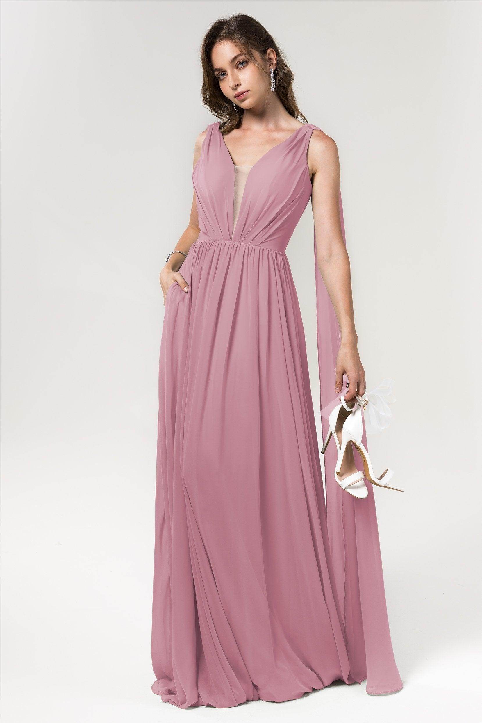 A-Line Floor Length Chiffon Bridesmaid Dress Formal Dresses CB0565 - COCOMELODY