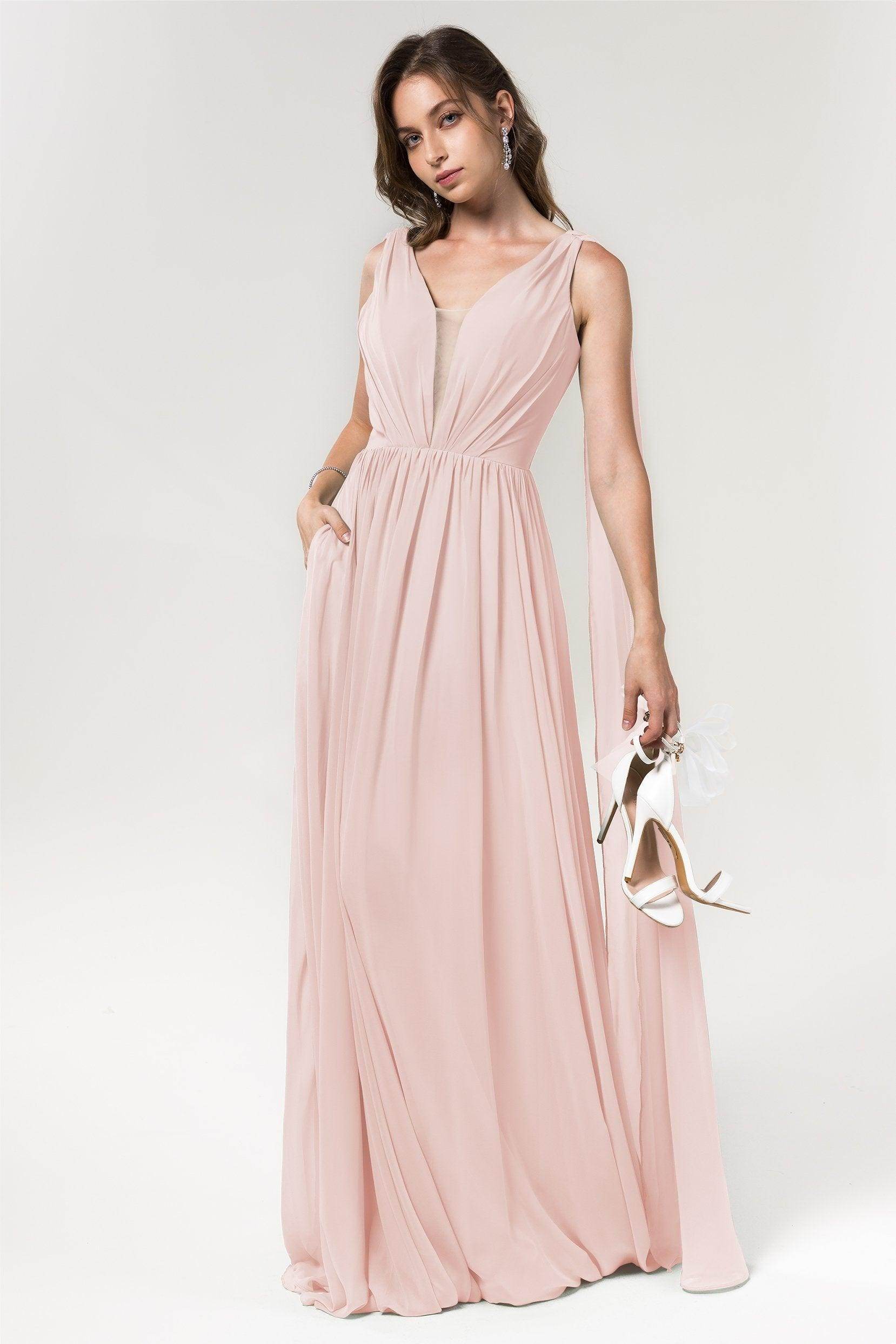 A-Line Floor Length Chiffon Bridesmaid Dress Formal Dresses CB0565 - COCOMELODY