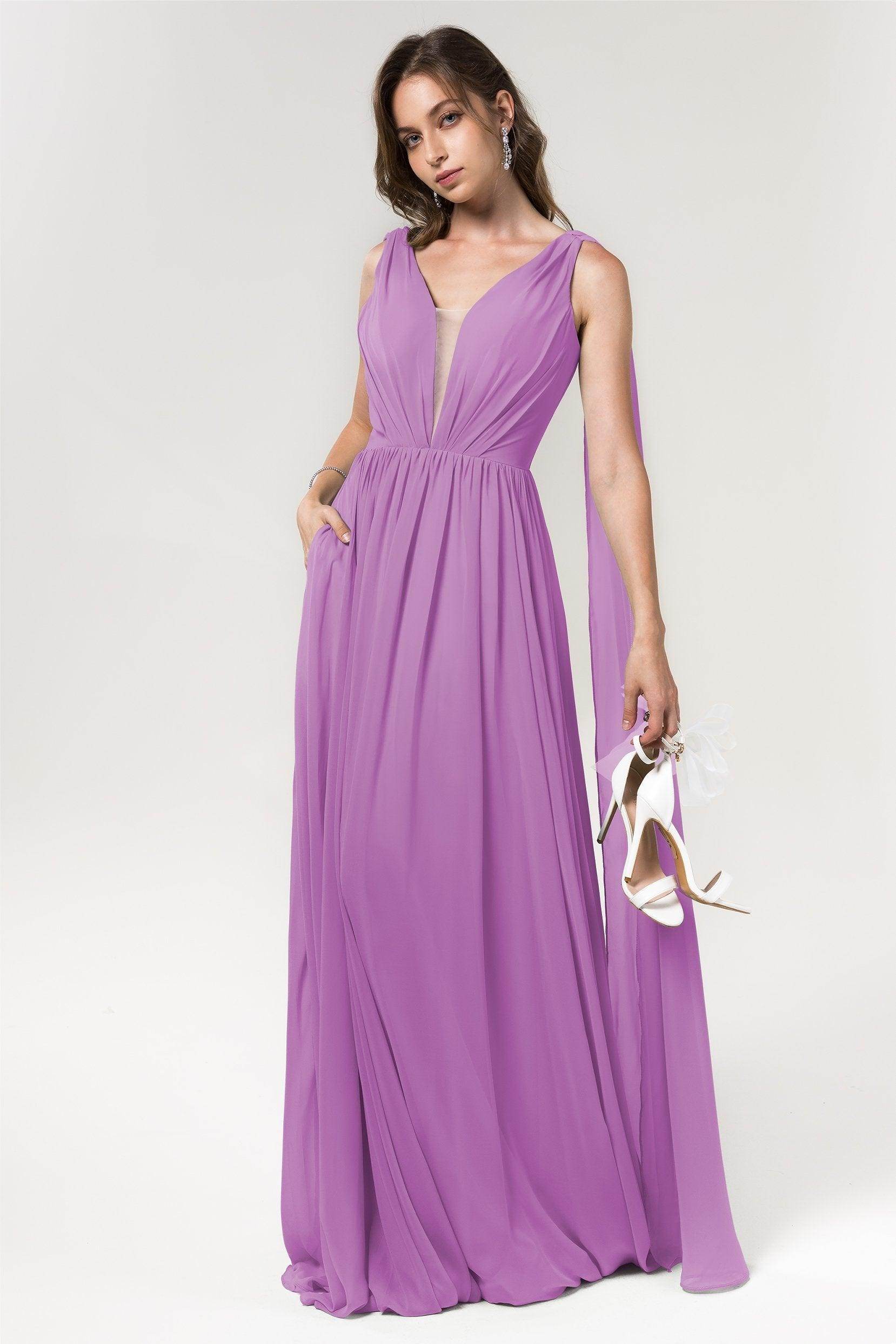 A-Line Floor Length Chiffon Bridesmaid Dress Formal Dresses CB0565 - COCOMELODY