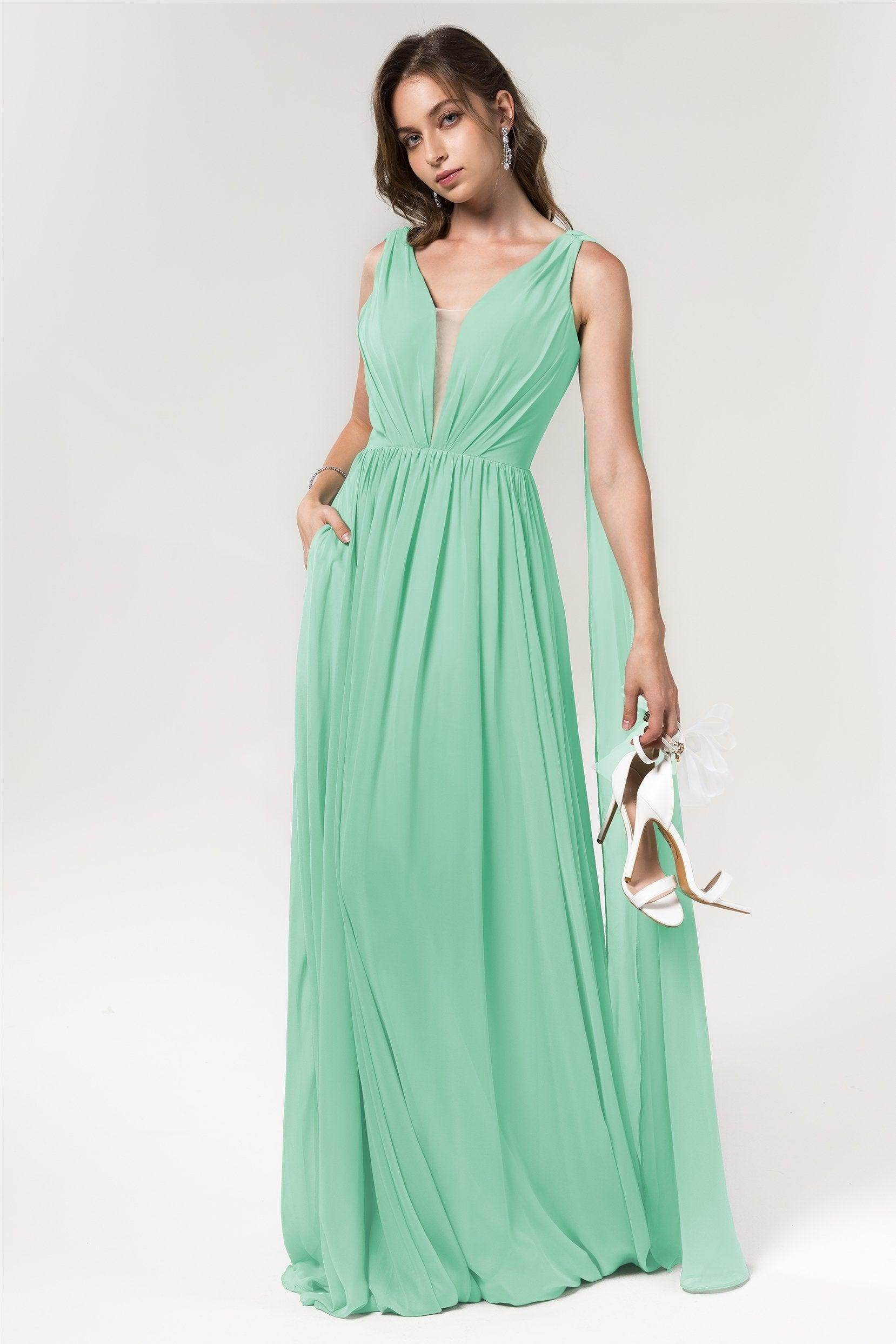A-Line Floor Length Chiffon Bridesmaid Dress Formal Dresses CB0565 - COCOMELODY