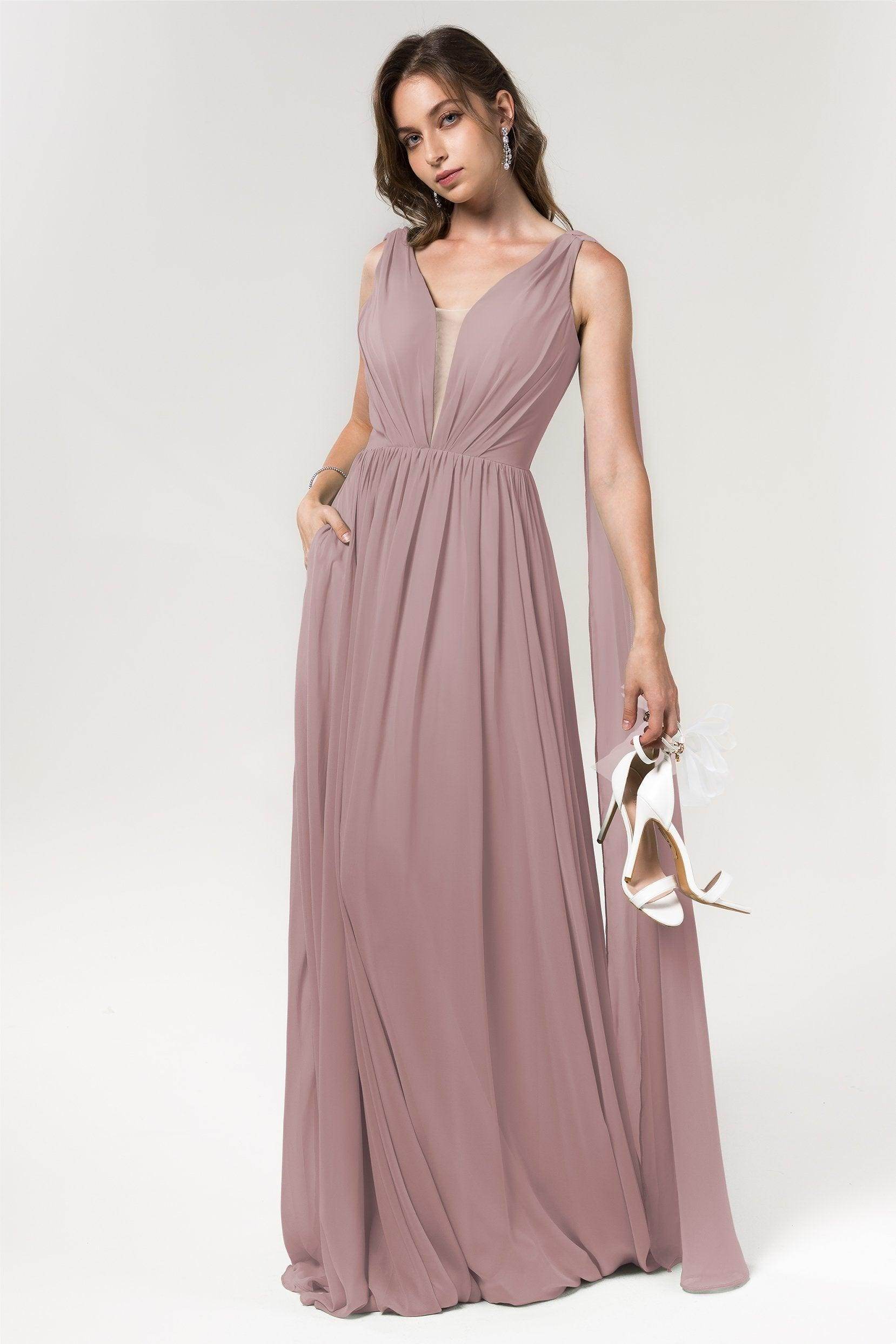 A-Line Floor Length Chiffon Bridesmaid Dress Formal Dresses CB0565 - COCOMELODY