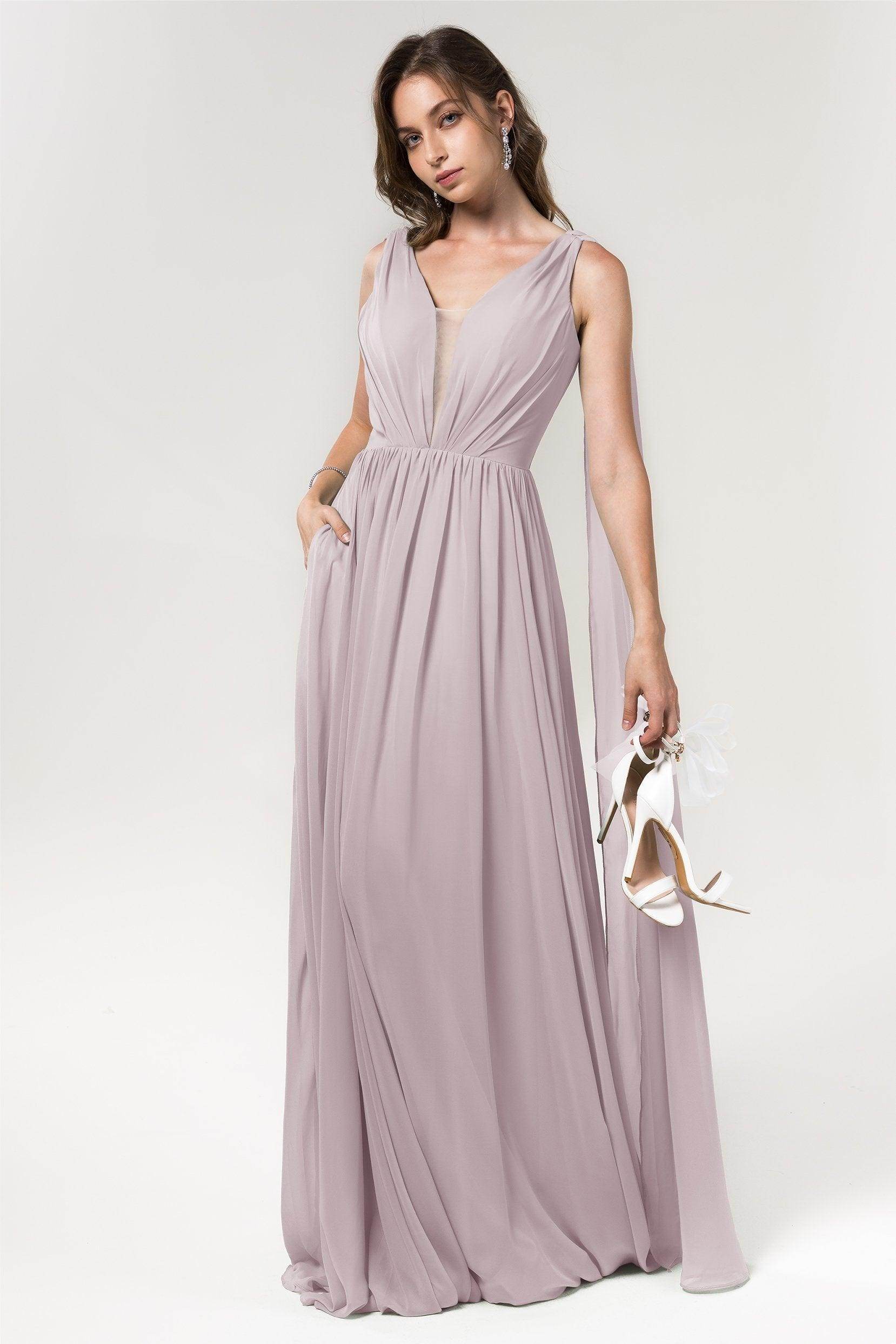 A-Line Floor Length Chiffon Bridesmaid Dress Formal Dresses CB0565 - COCOMELODY