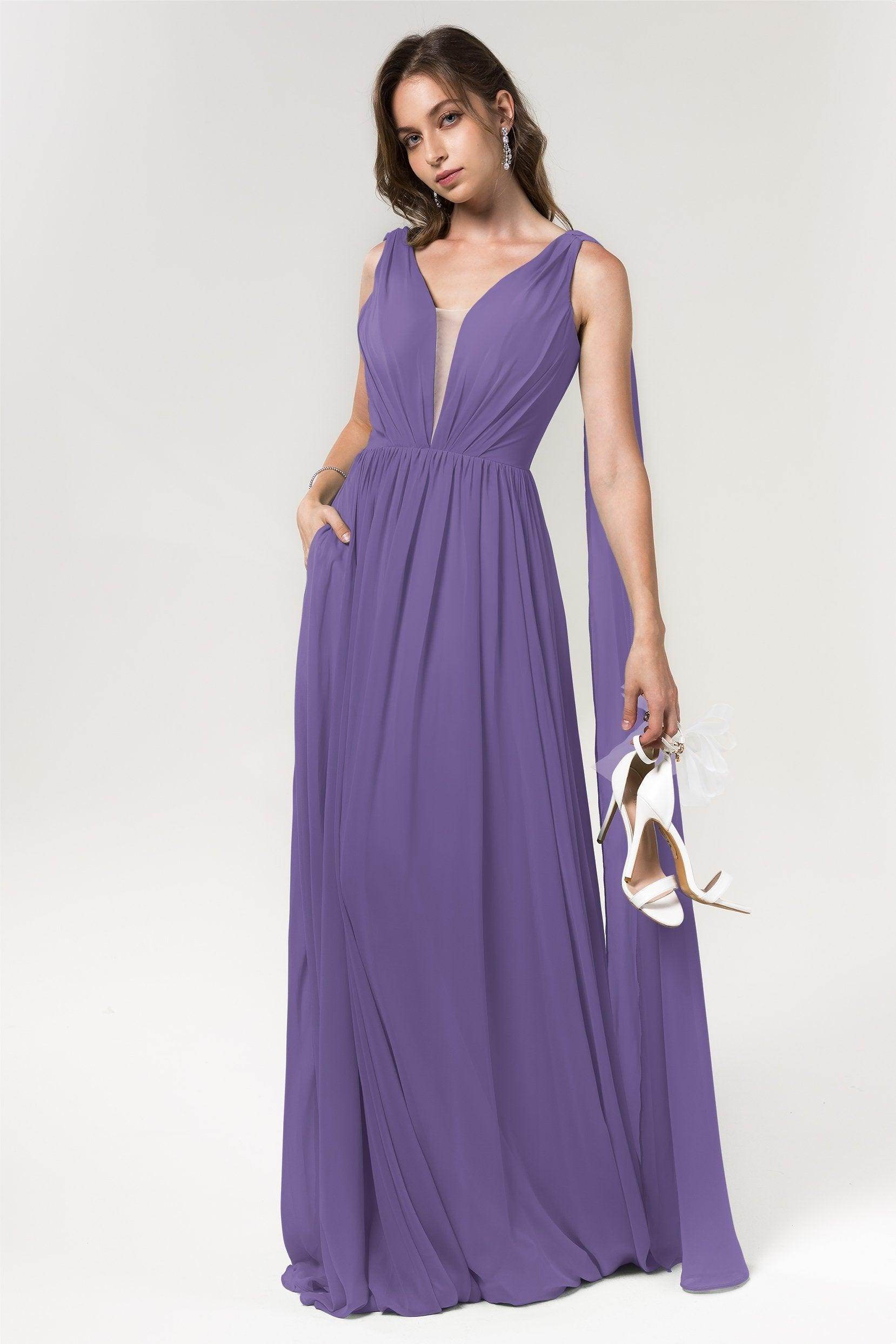A-Line Floor Length Chiffon Bridesmaid Dress Formal Dresses CB0565 - COCOMELODY
