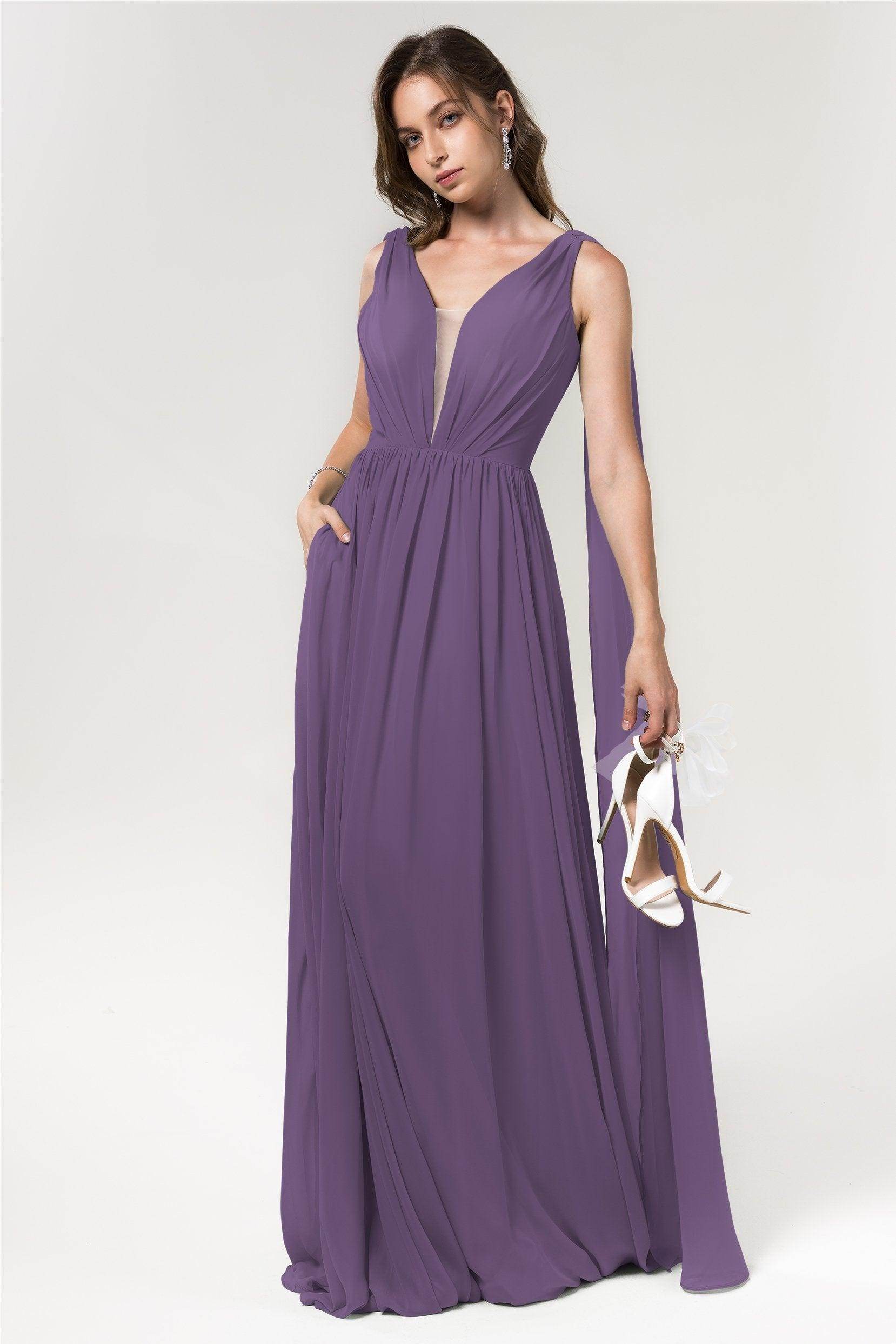 A-Line Floor Length Chiffon Bridesmaid Dress Formal Dresses CB0565 - COCOMELODY