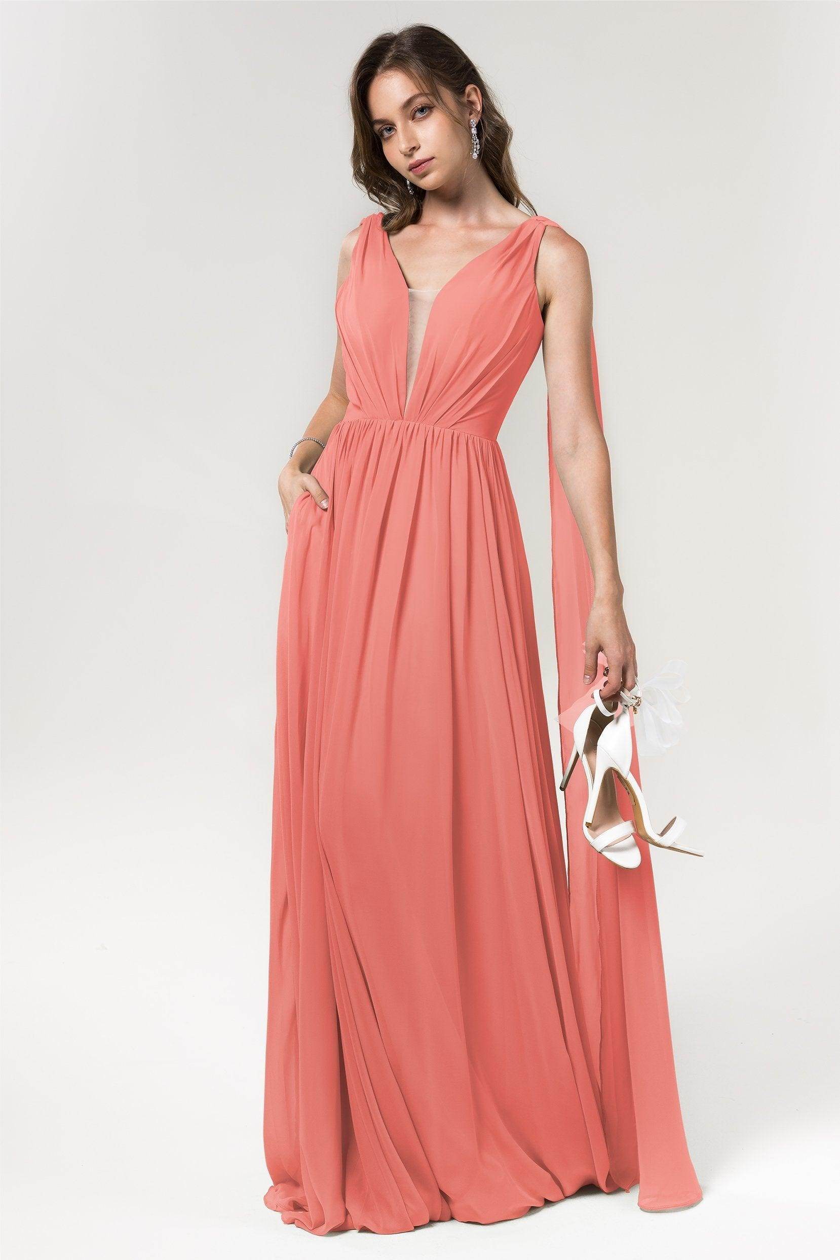 A-Line Floor Length Chiffon Bridesmaid Dress Formal Dresses CB0565 - COCOMELODY
