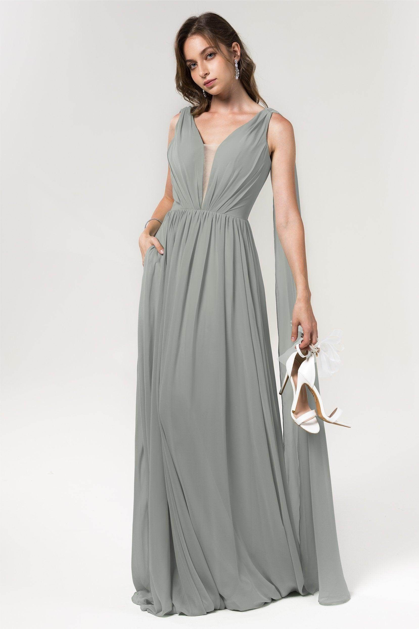 A-Line Floor Length Chiffon Bridesmaid Dress Formal Dresses CB0565 - COCOMELODY