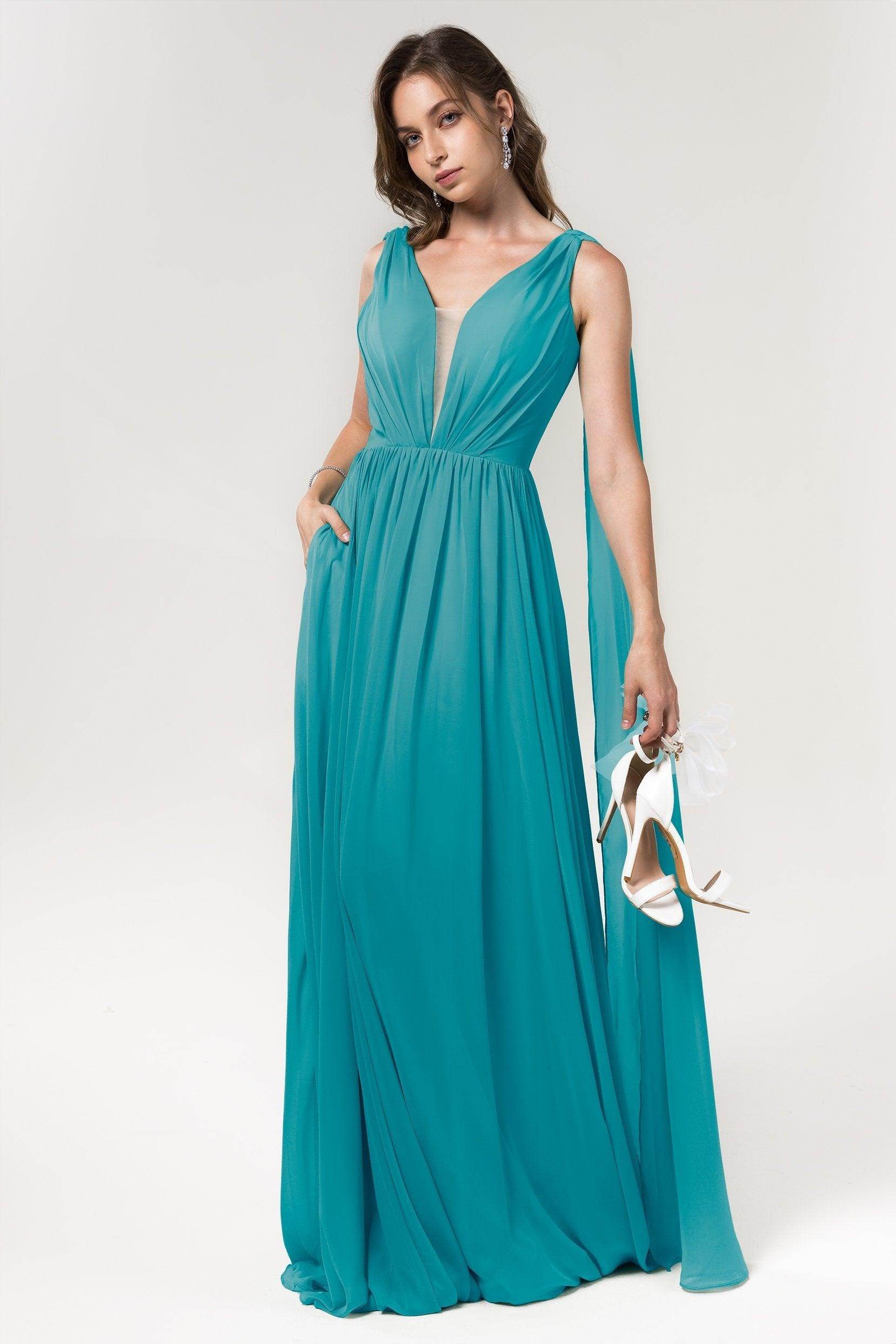 A-Line Floor Length Chiffon Bridesmaid Dress Formal Dresses CB0565 - COCOMELODY