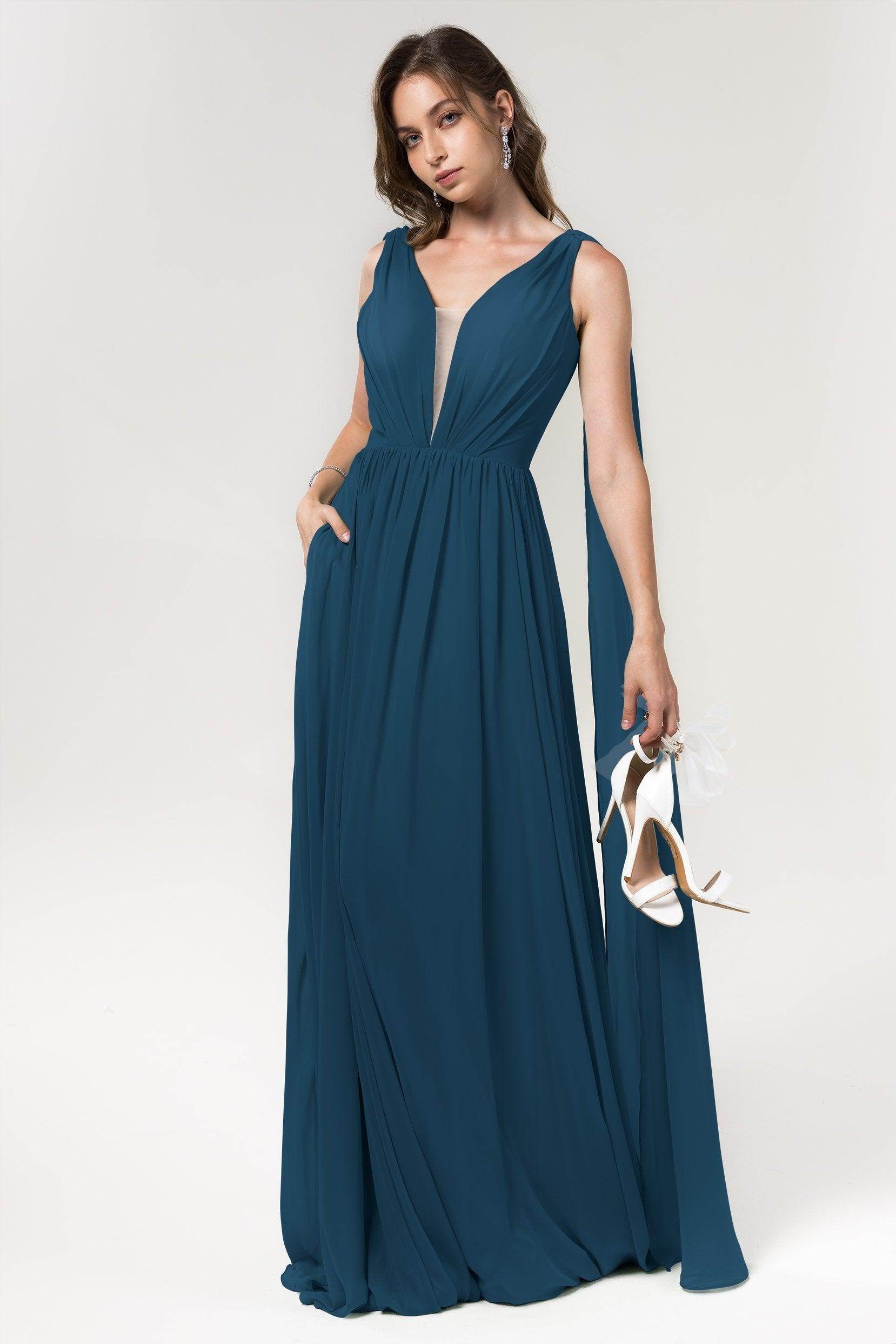 A-Line Floor Length Chiffon Bridesmaid Dress Formal Dresses CB0565 - COCOMELODY