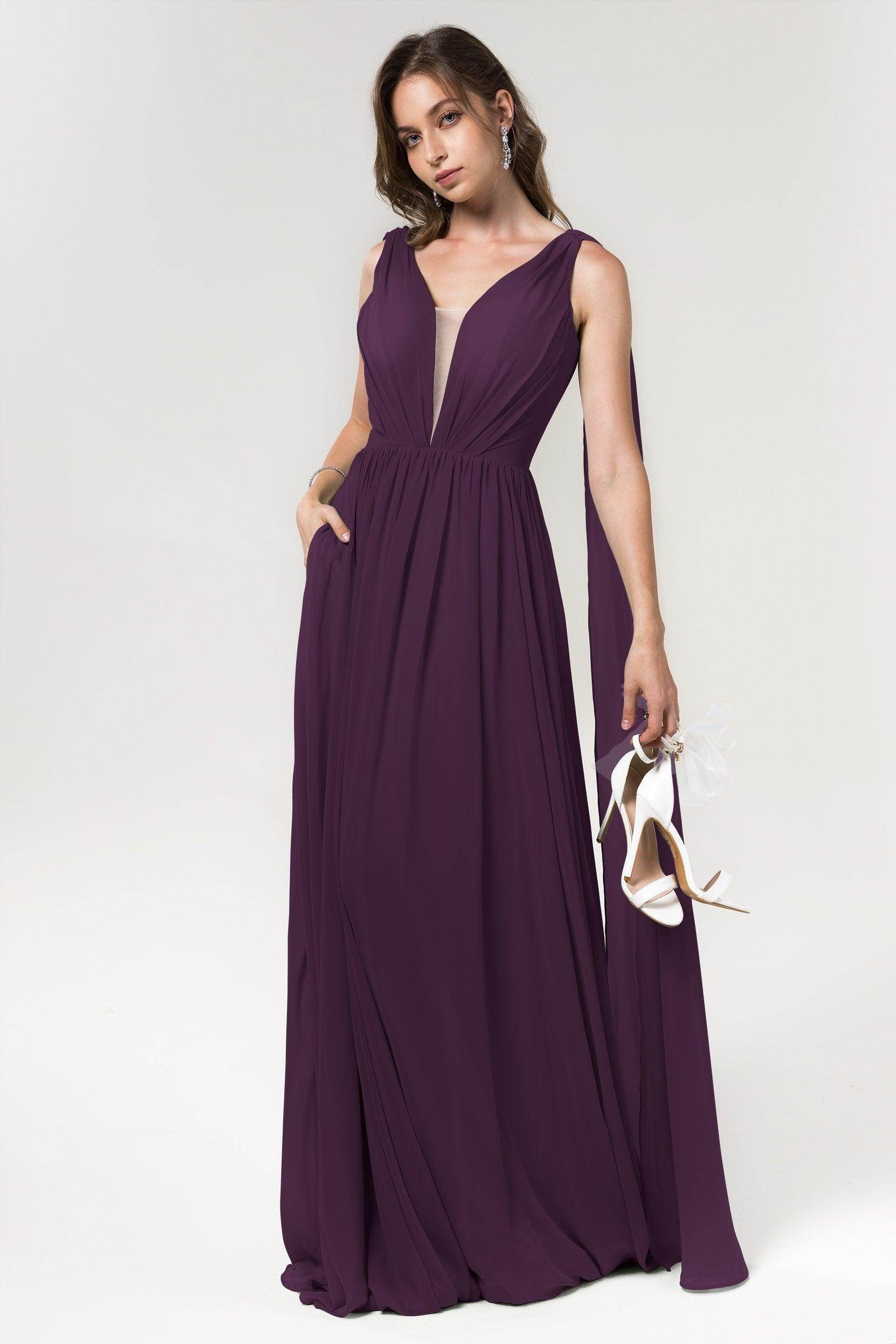 A-Line Floor Length Chiffon Bridesmaid Dress Formal Dresses CB0565 - COCOMELODY