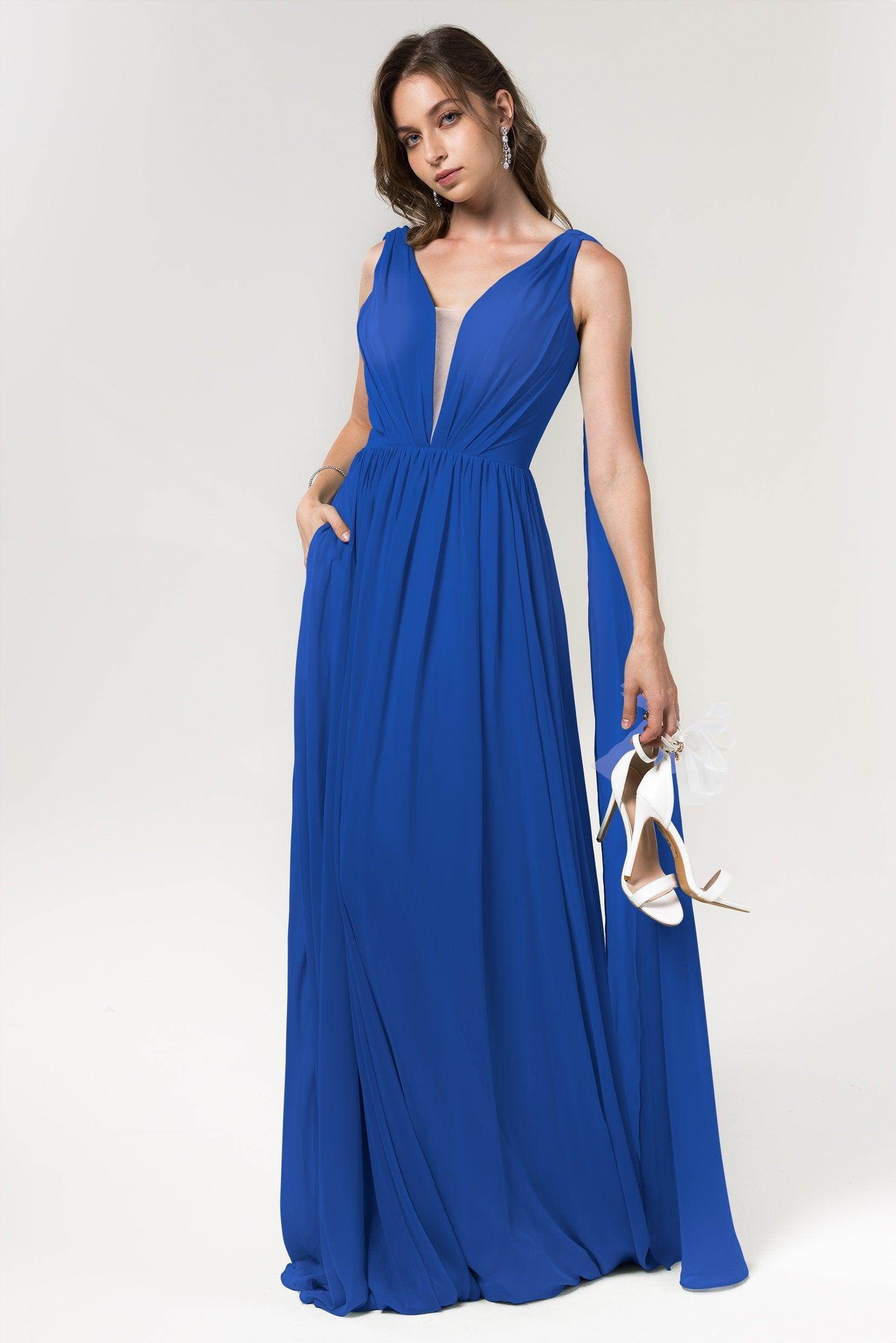 A-Line Floor Length Chiffon Bridesmaid Dress Formal Dresses CB0565 - COCOMELODY
