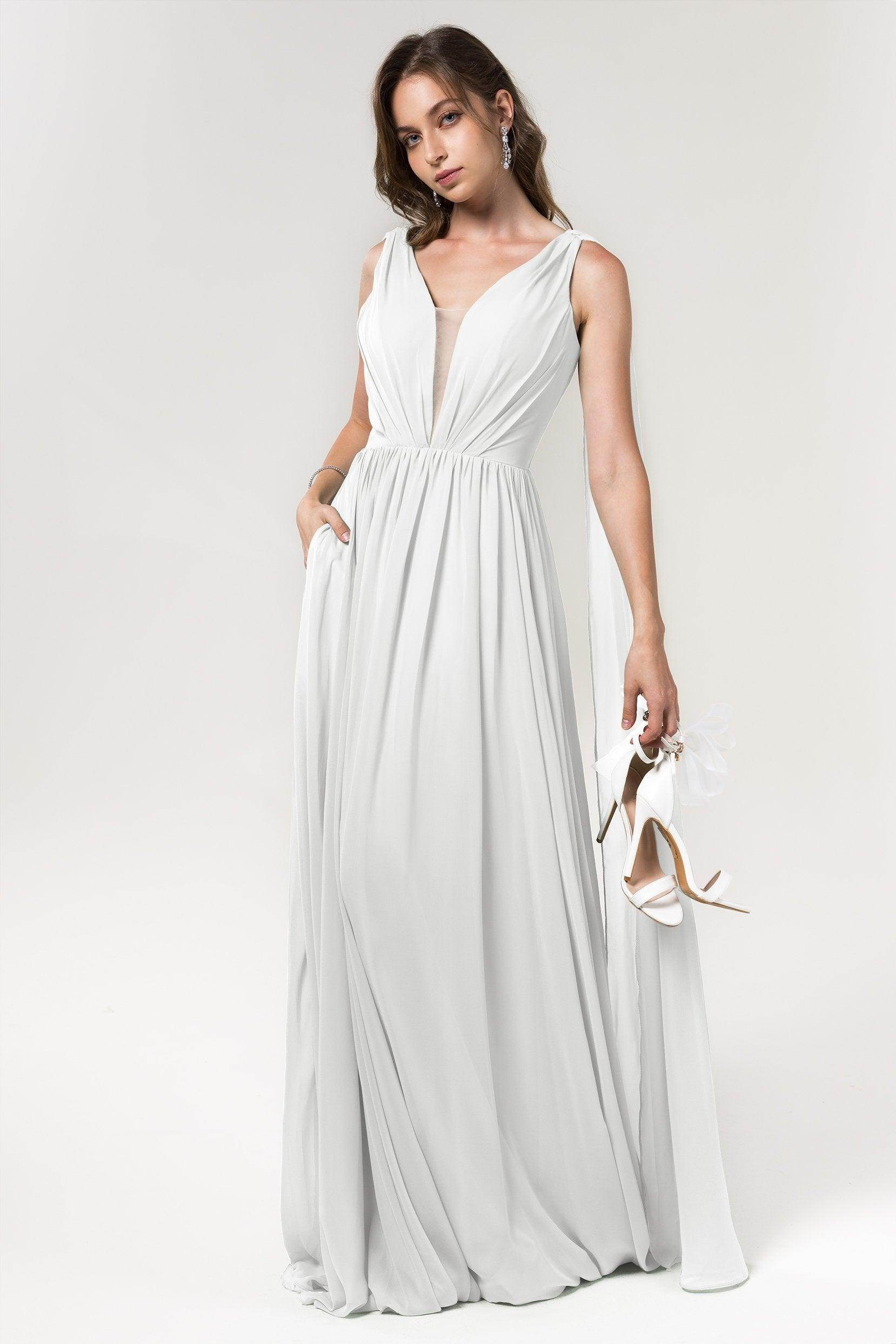 A-Line Floor Length Chiffon Bridesmaid Dress Formal Dresses CB0565 - COCOMELODY