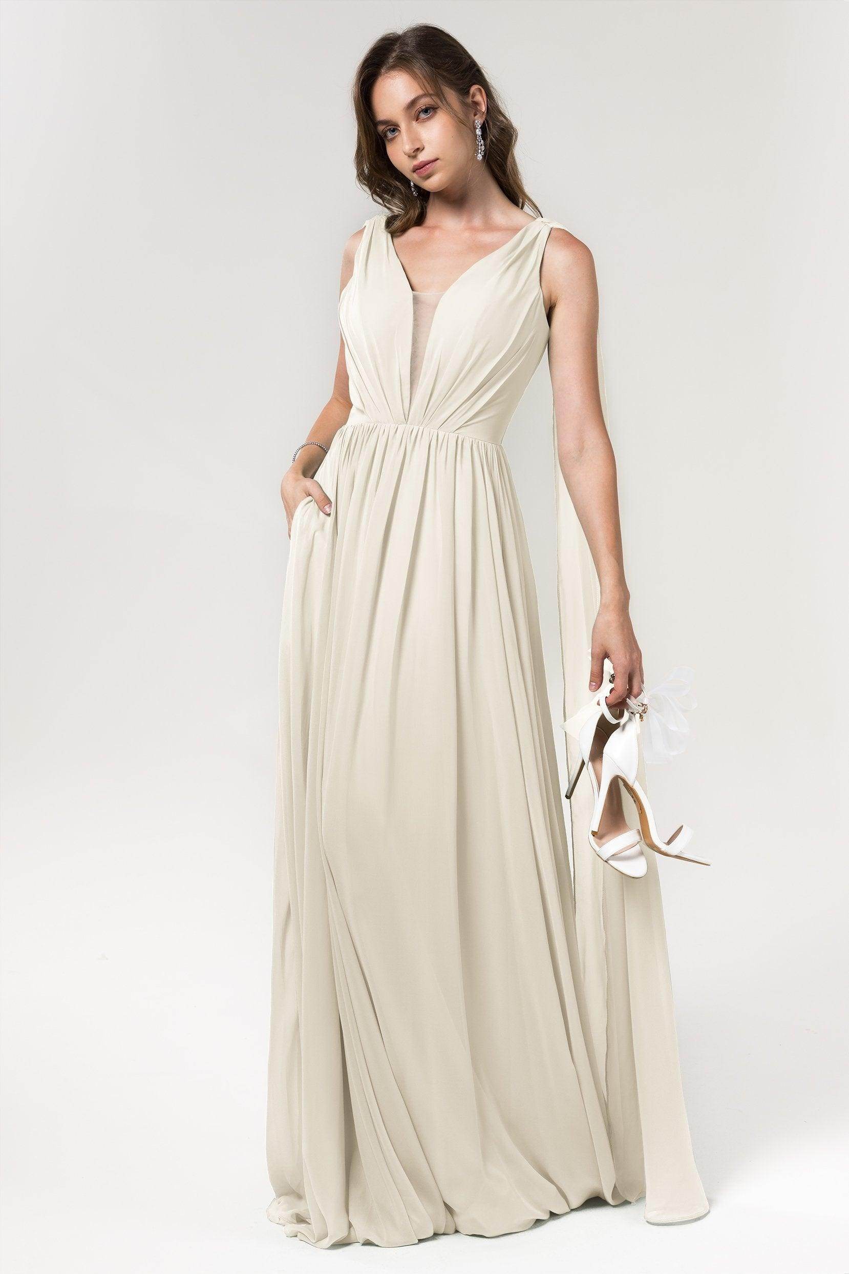 A-Line Floor Length Chiffon Bridesmaid Dress Formal Dresses CB0565 - COCOMELODY