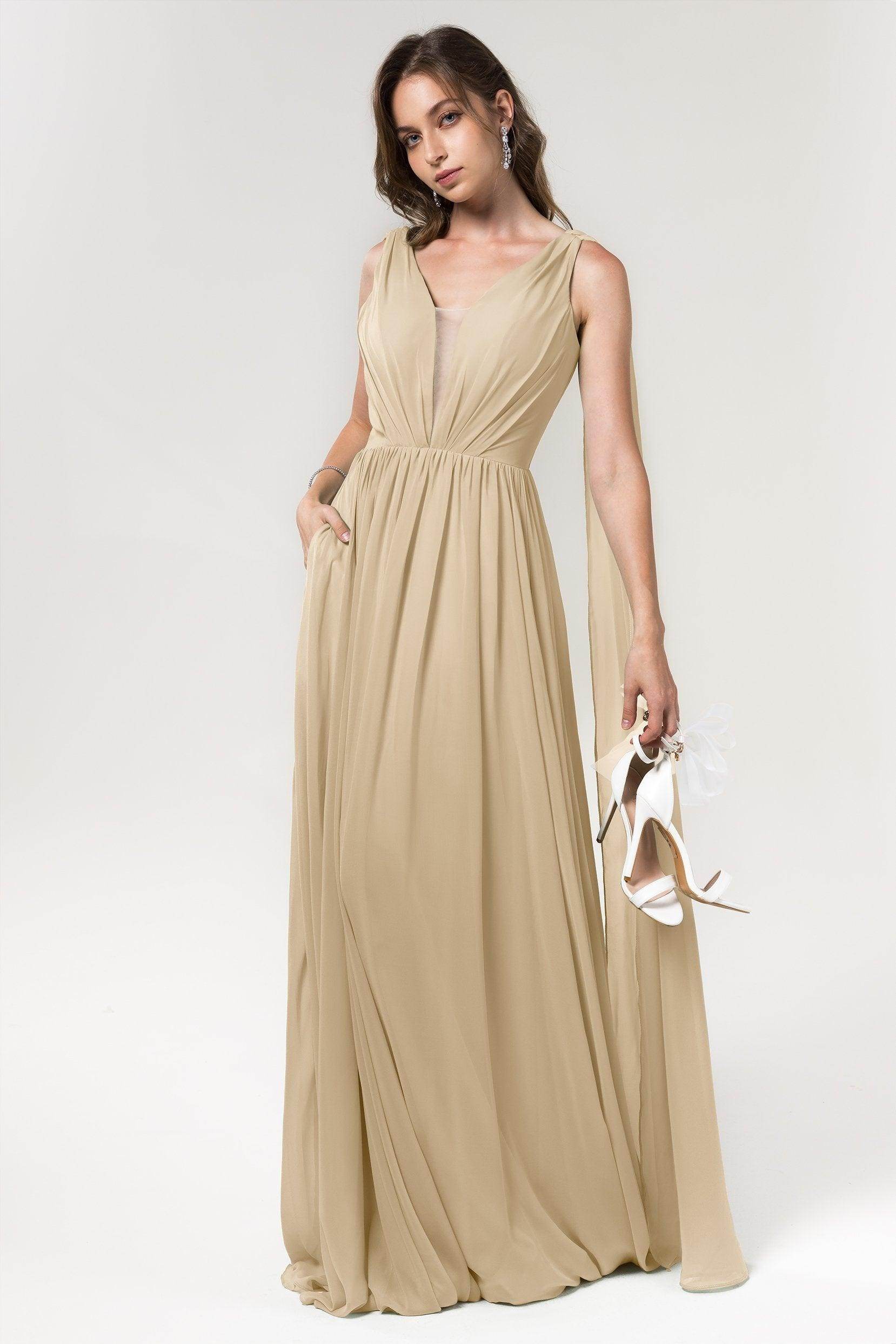 A-Line Floor Length Chiffon Bridesmaid Dress Formal Dresses CB0565 - COCOMELODY