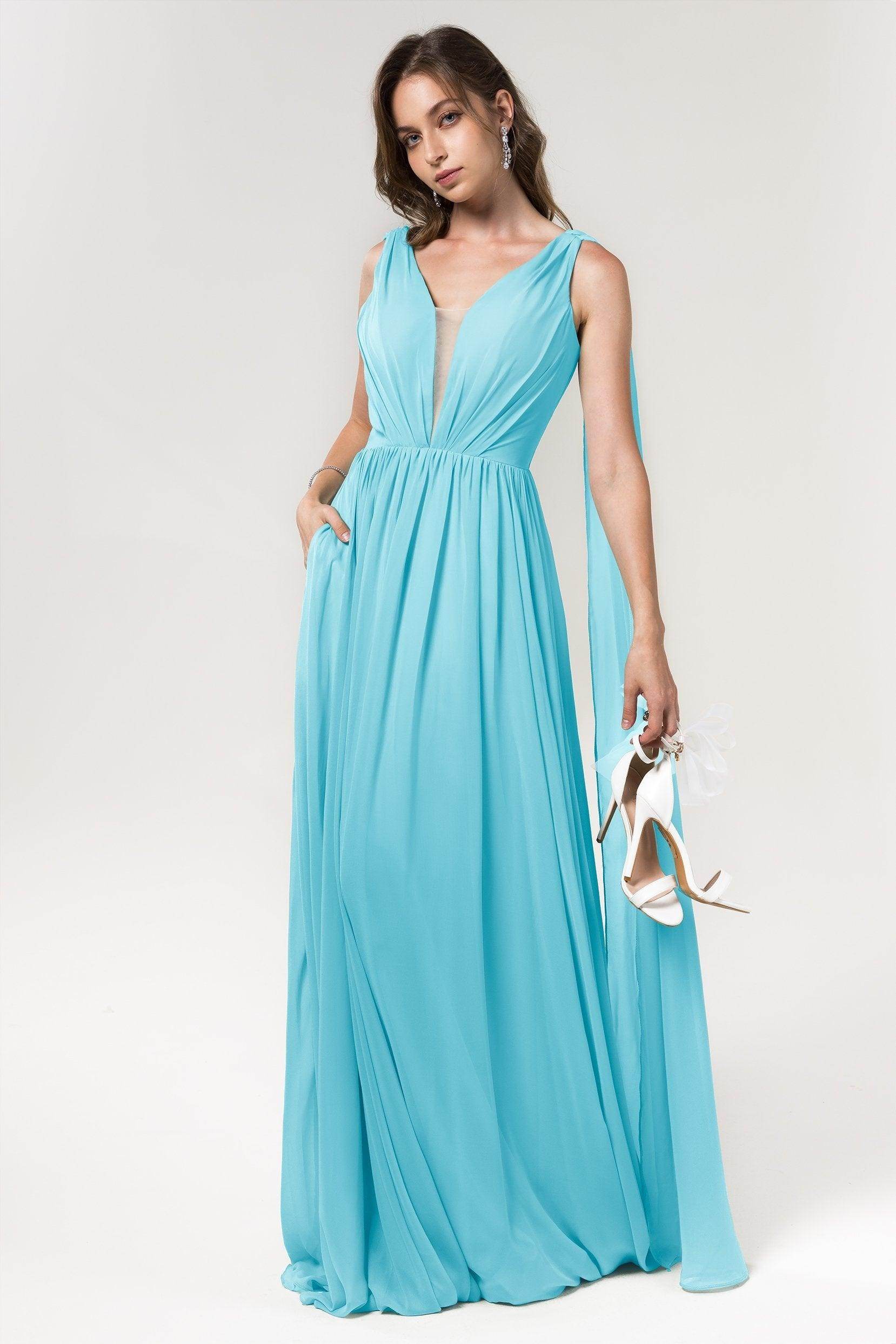 A-Line Floor Length Chiffon Bridesmaid Dress Formal Dresses CB0565 - COCOMELODY
