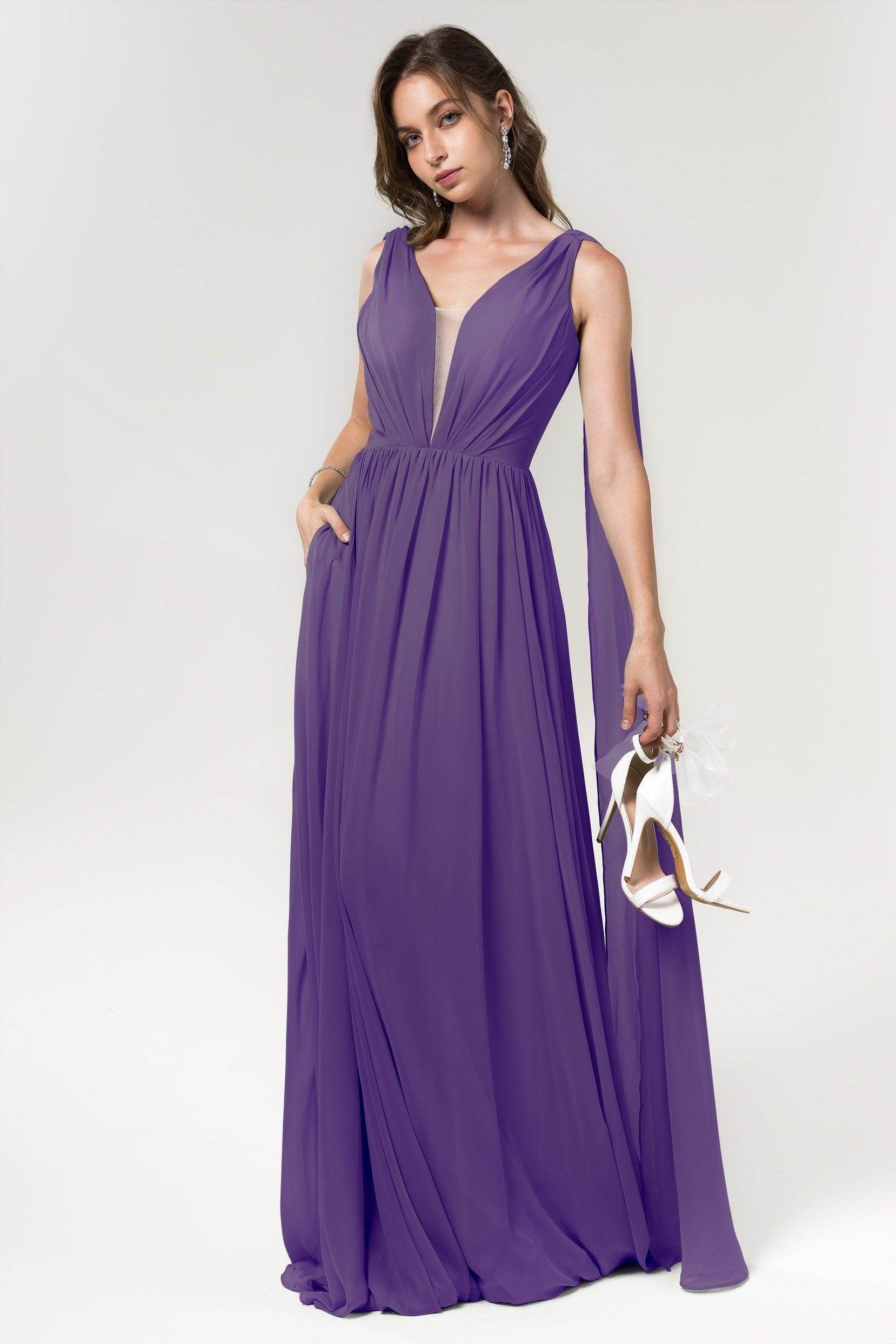 A-Line Floor Length Chiffon Bridesmaid Dress Formal Dresses CB0565 - COCOMELODY