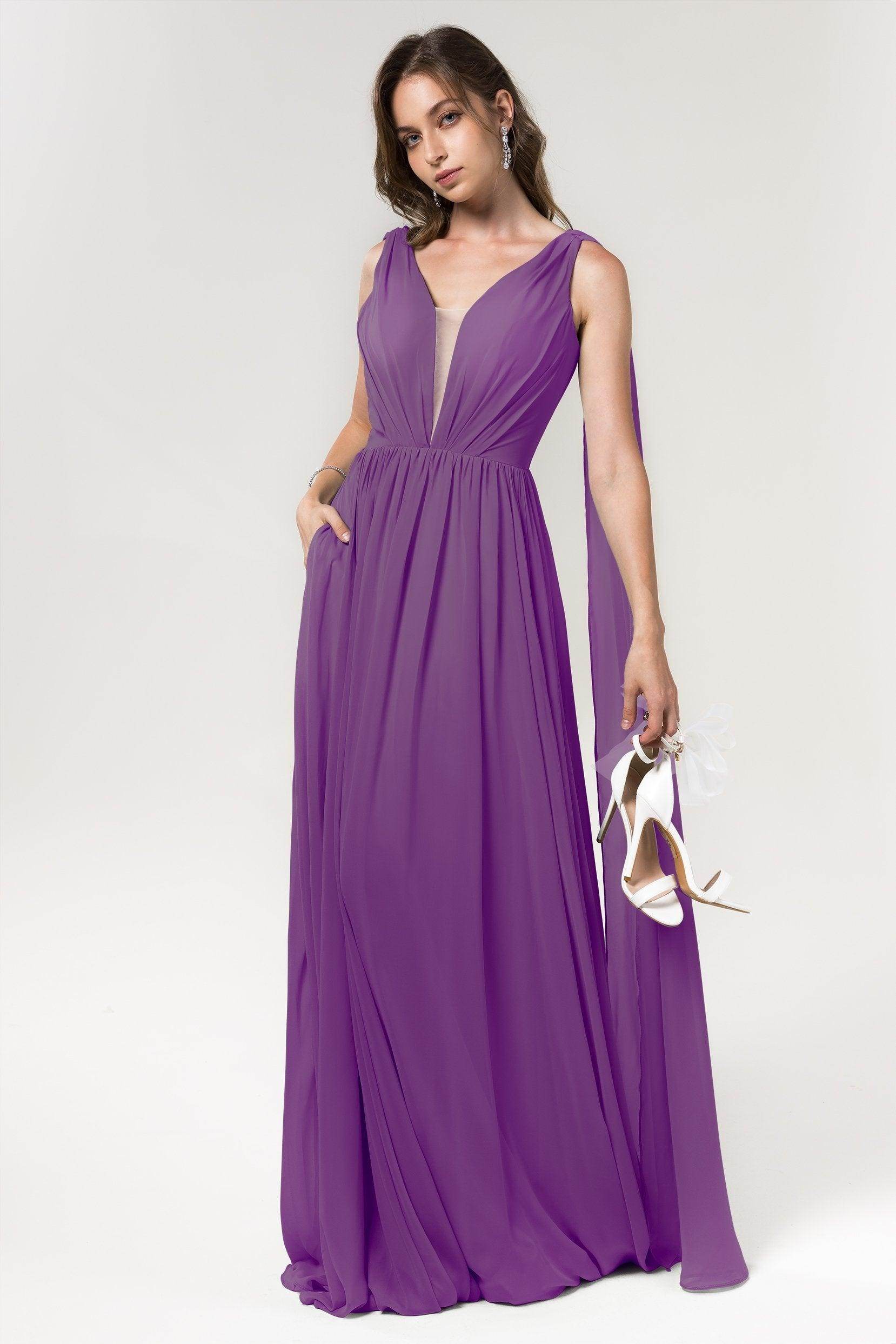 A-Line Floor Length Chiffon Bridesmaid Dress Formal Dresses CB0565 - COCOMELODY