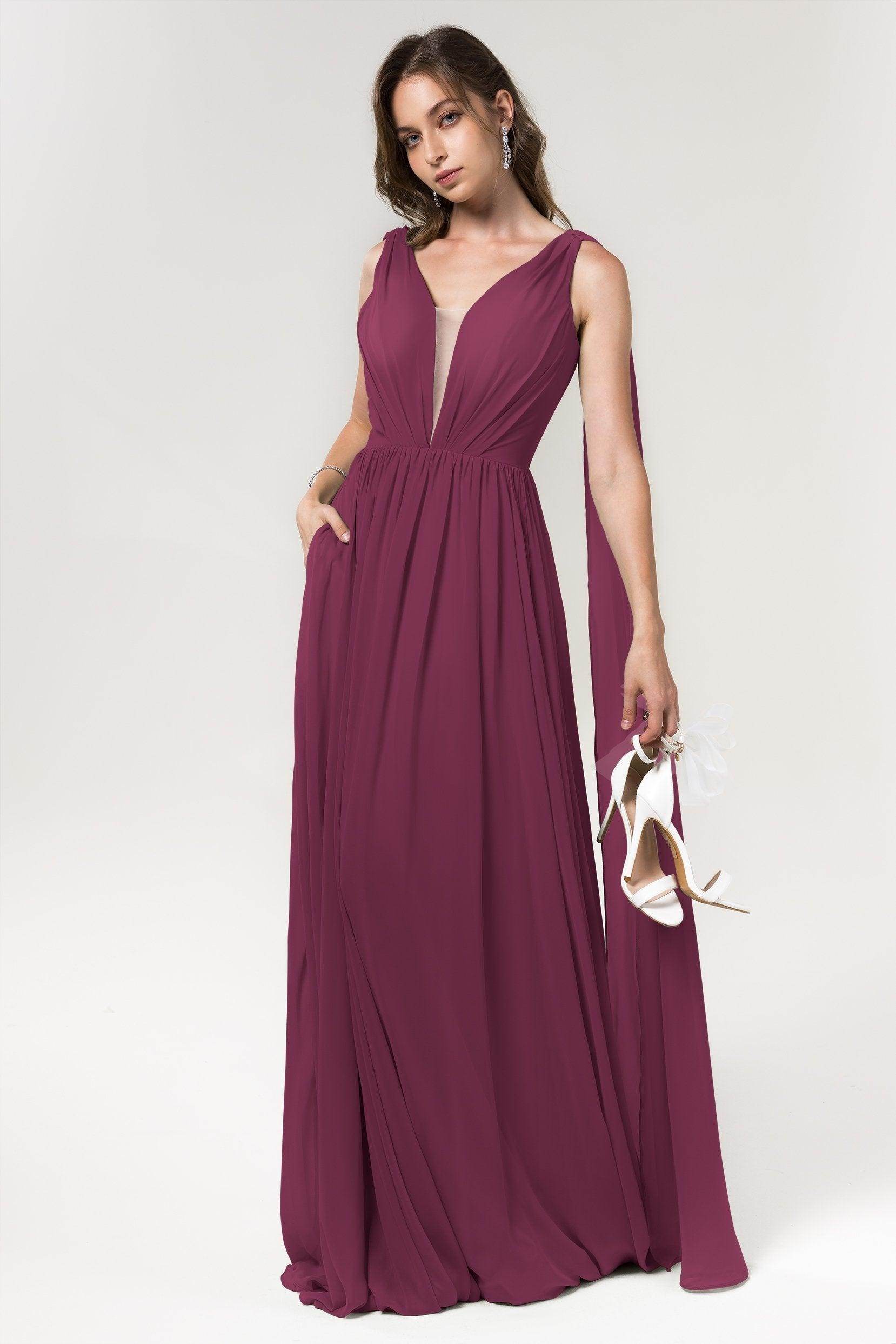 A-Line Floor Length Chiffon Bridesmaid Dress Formal Dresses CB0565 - COCOMELODY