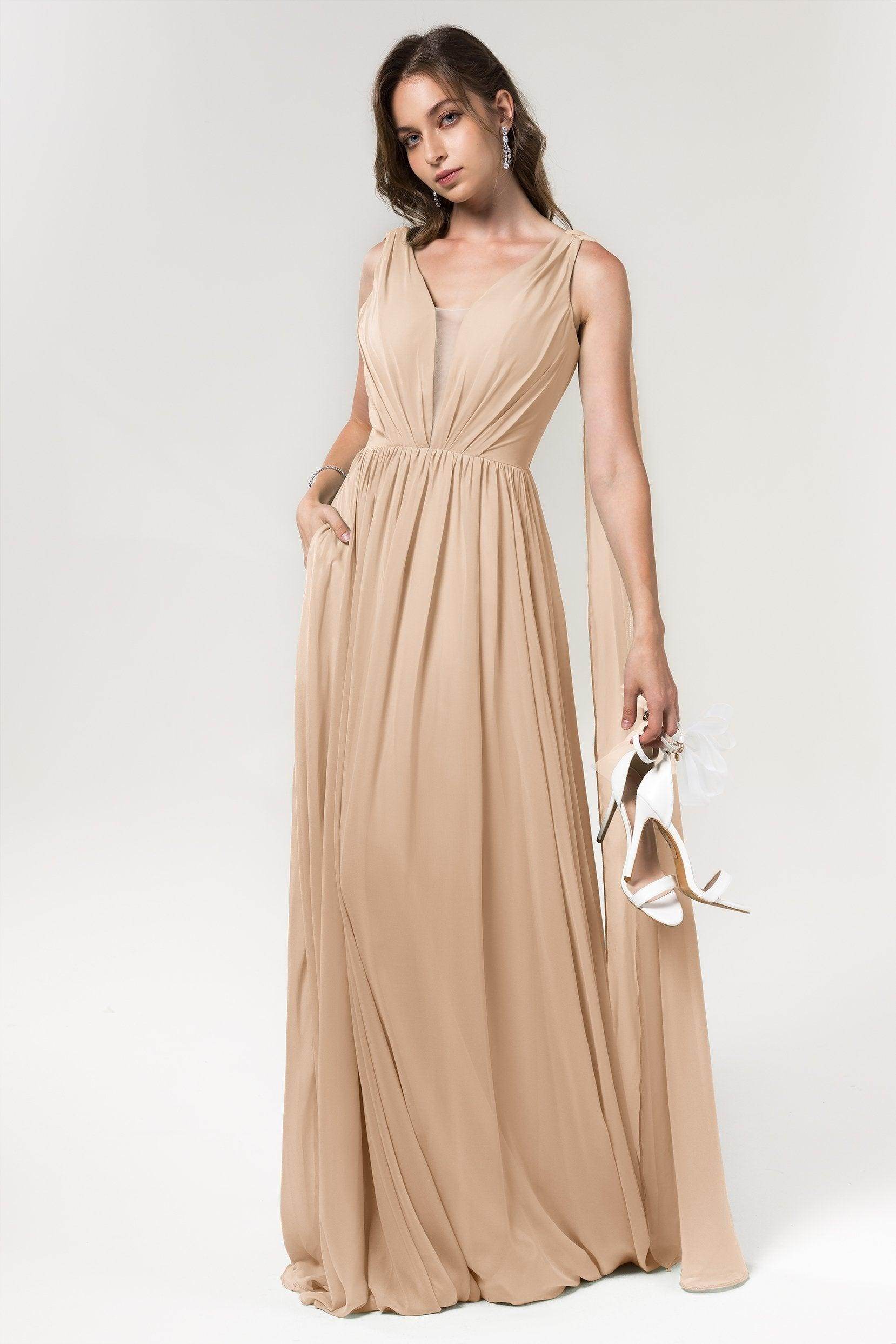 A-Line Floor Length Chiffon Bridesmaid Dress Formal Dresses CB0565 - COCOMELODY
