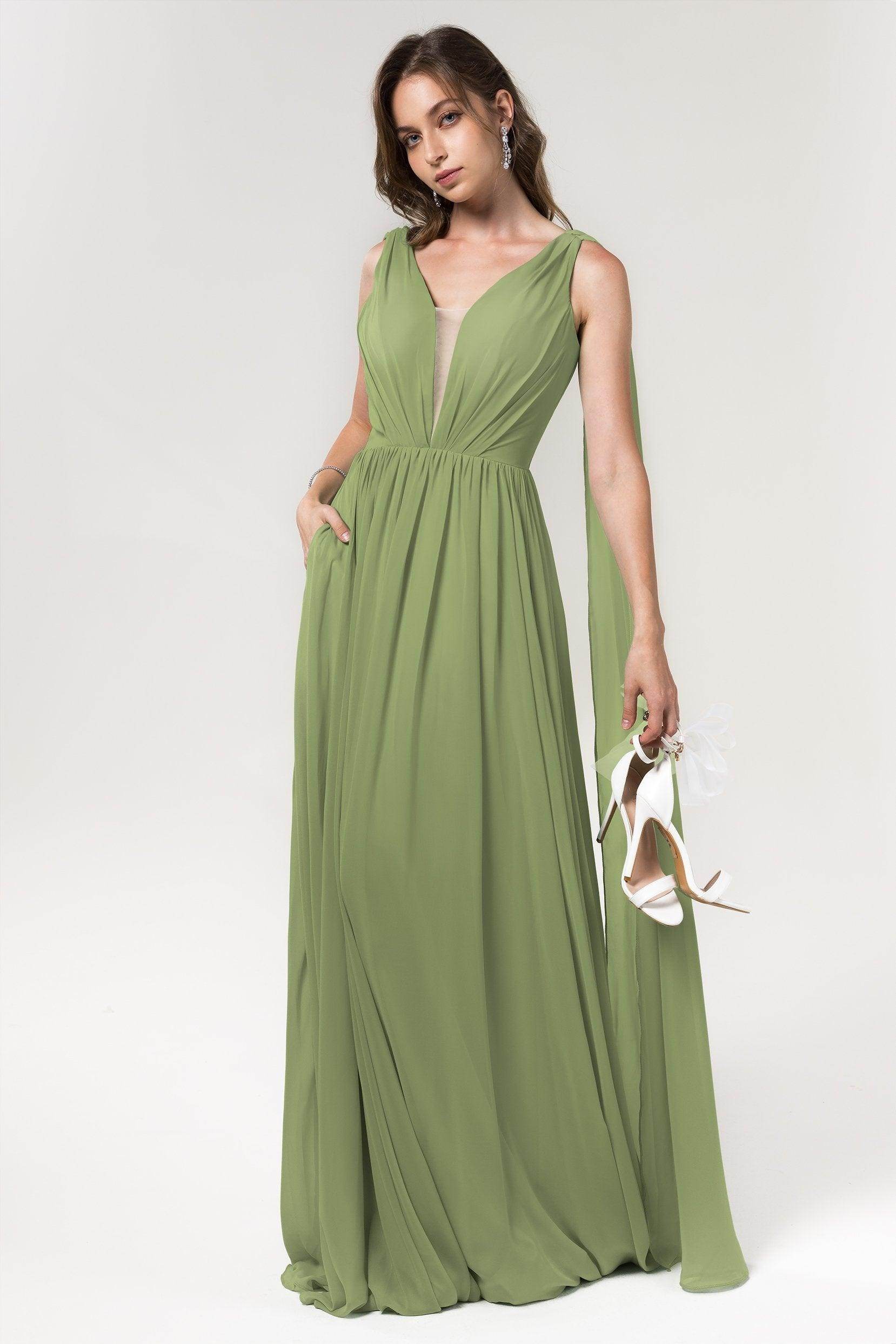 A-Line Floor Length Chiffon Bridesmaid Dress Formal Dresses CB0565 - COCOMELODY