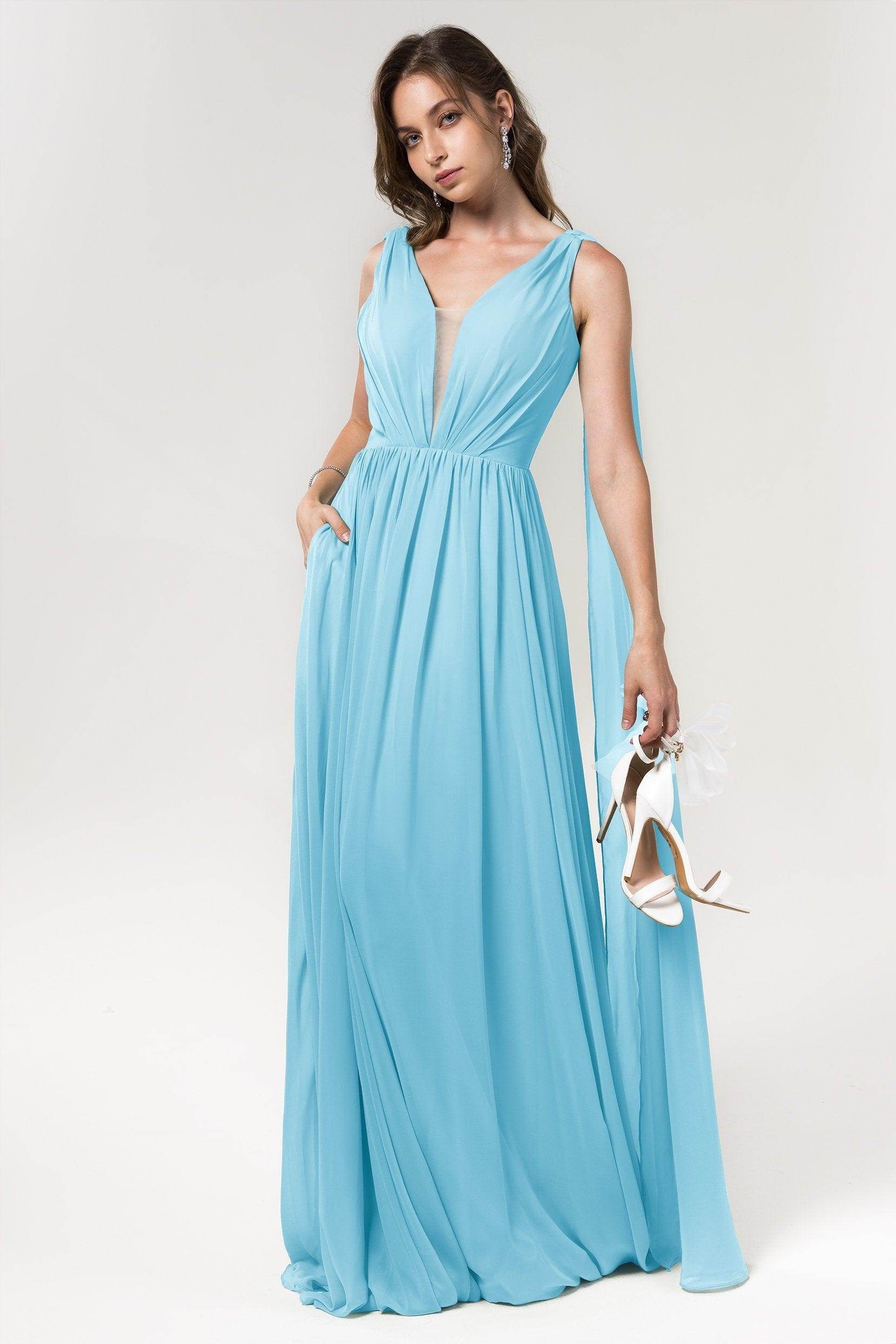 A-Line Floor Length Chiffon Bridesmaid Dress Formal Dresses CB0565 - COCOMELODY