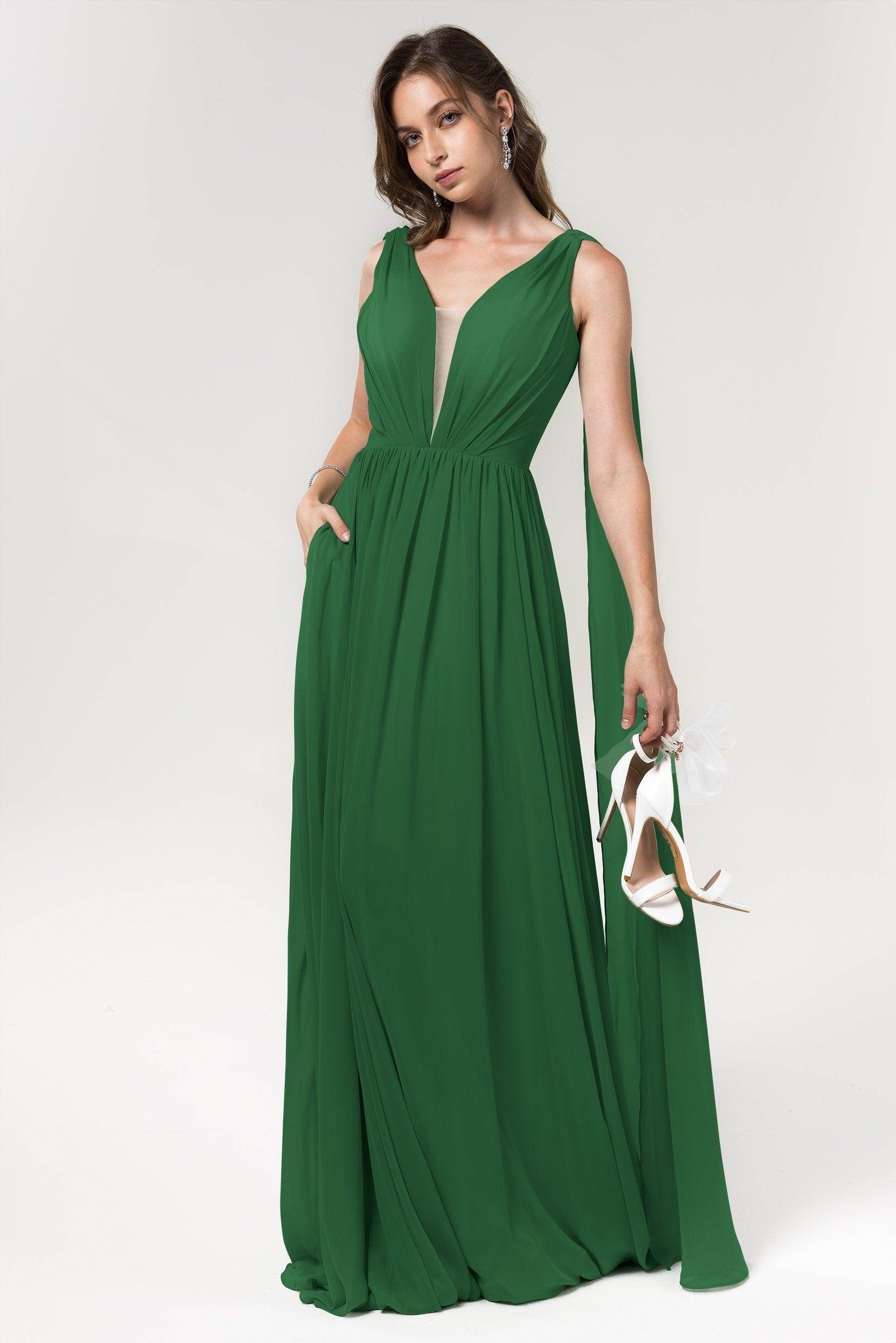 A-Line Floor Length Chiffon Bridesmaid Dress Formal Dresses CB0565 - COCOMELODY