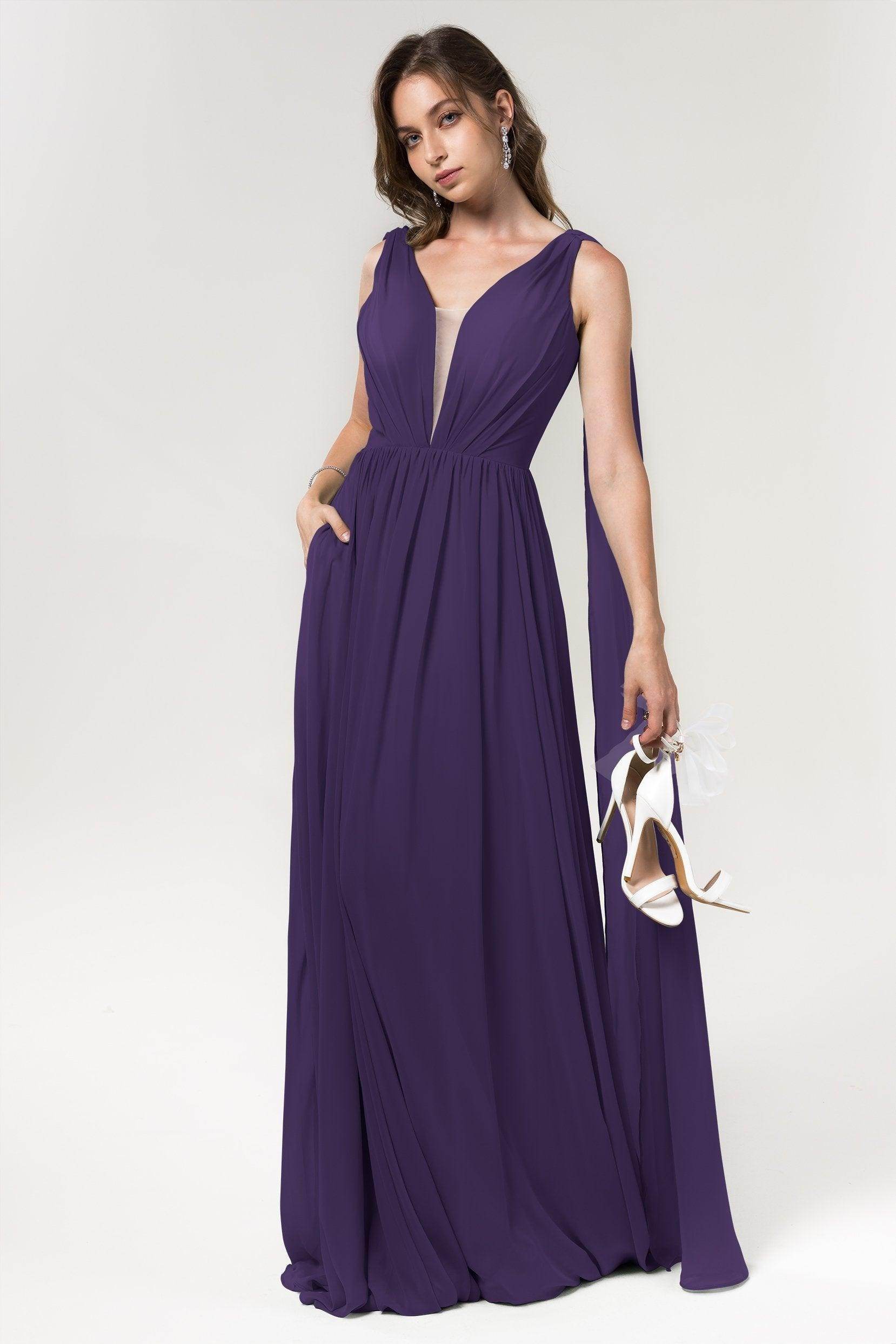 A-Line Floor Length Chiffon Bridesmaid Dress Formal Dresses CB0565 - COCOMELODY