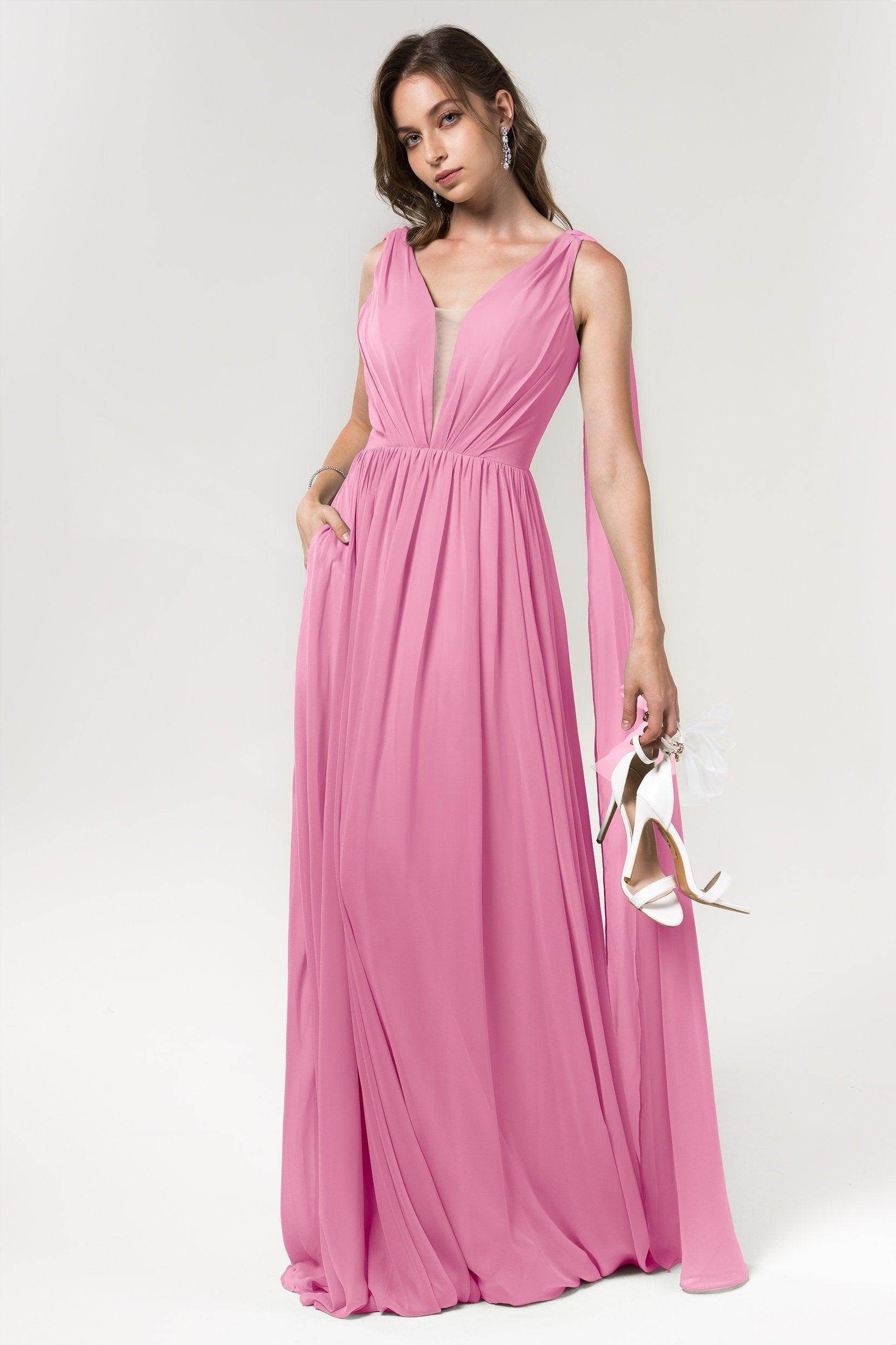 A-Line Floor Length Chiffon Bridesmaid Dress Formal Dresses CB0565 - COCOMELODY
