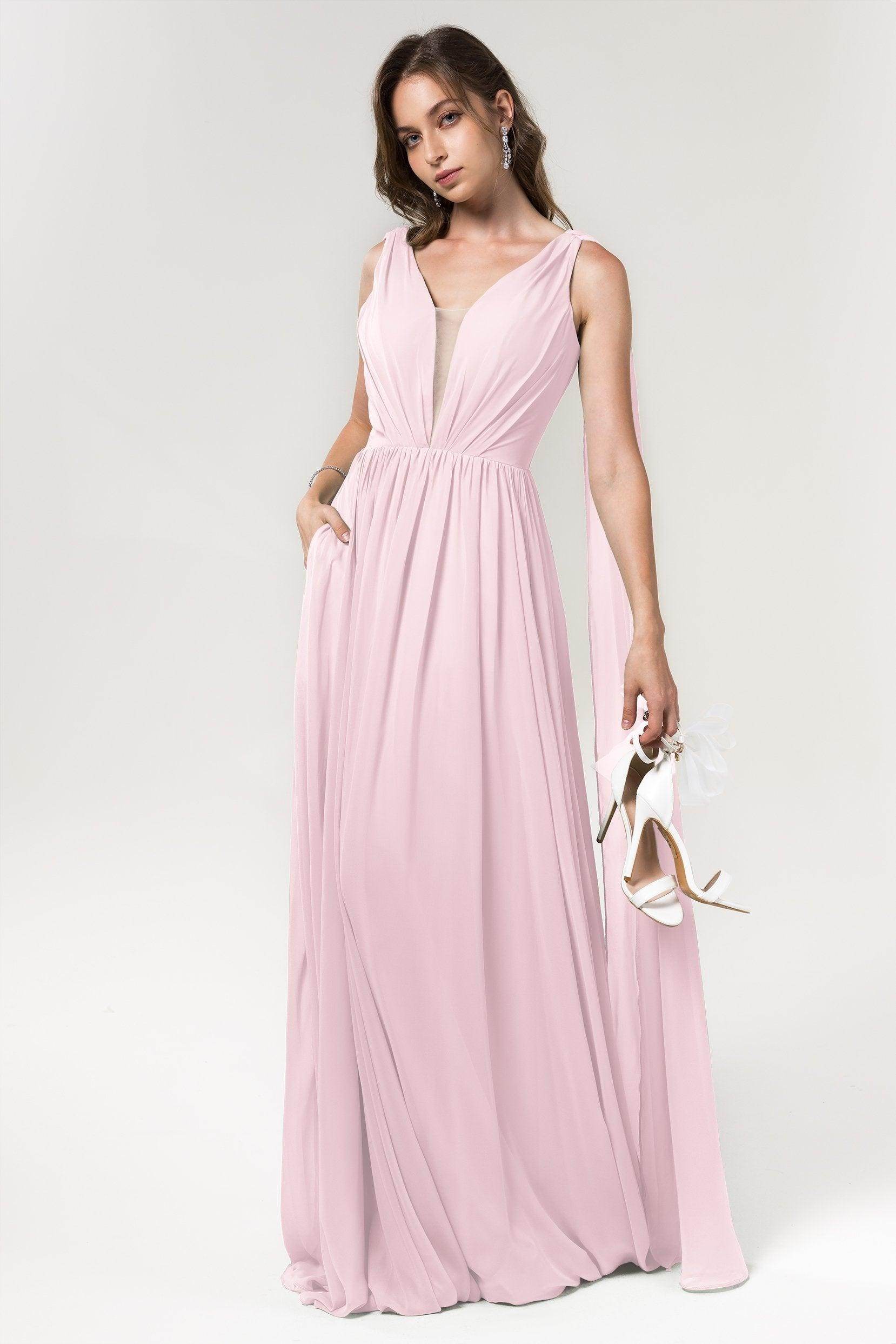 A-Line Floor Length Chiffon Bridesmaid Dress Formal Dresses CB0565 - COCOMELODY
